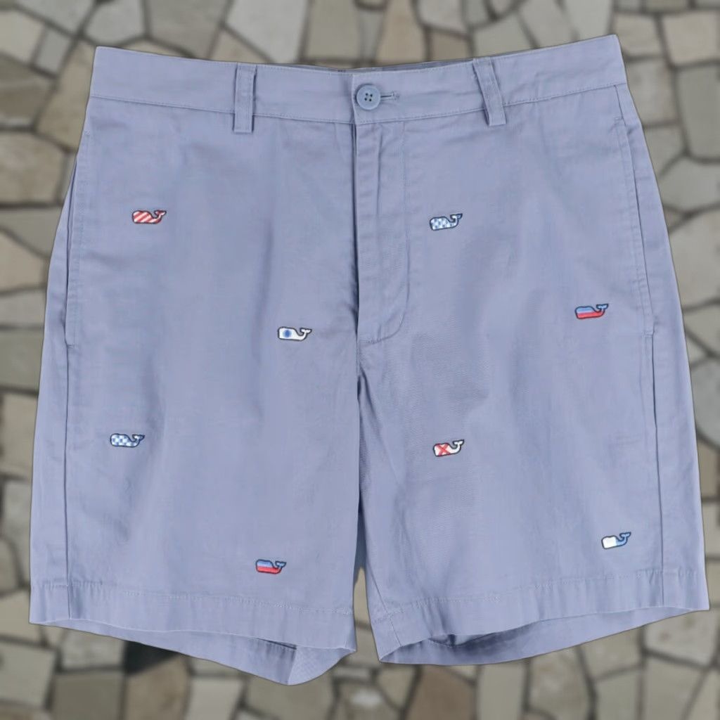 Vineyard Vines Vineyard Vines Embroidered Flags Cotton Canvas Chino Shorts Blue Men's 30 Size US 30 / EU 46 - 1 Thumbnail