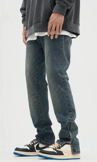 Japanese Brand × Jean American high street zippered straight leg slit casual jeans Size US 32 / EU 48 - 2 Thumbnail