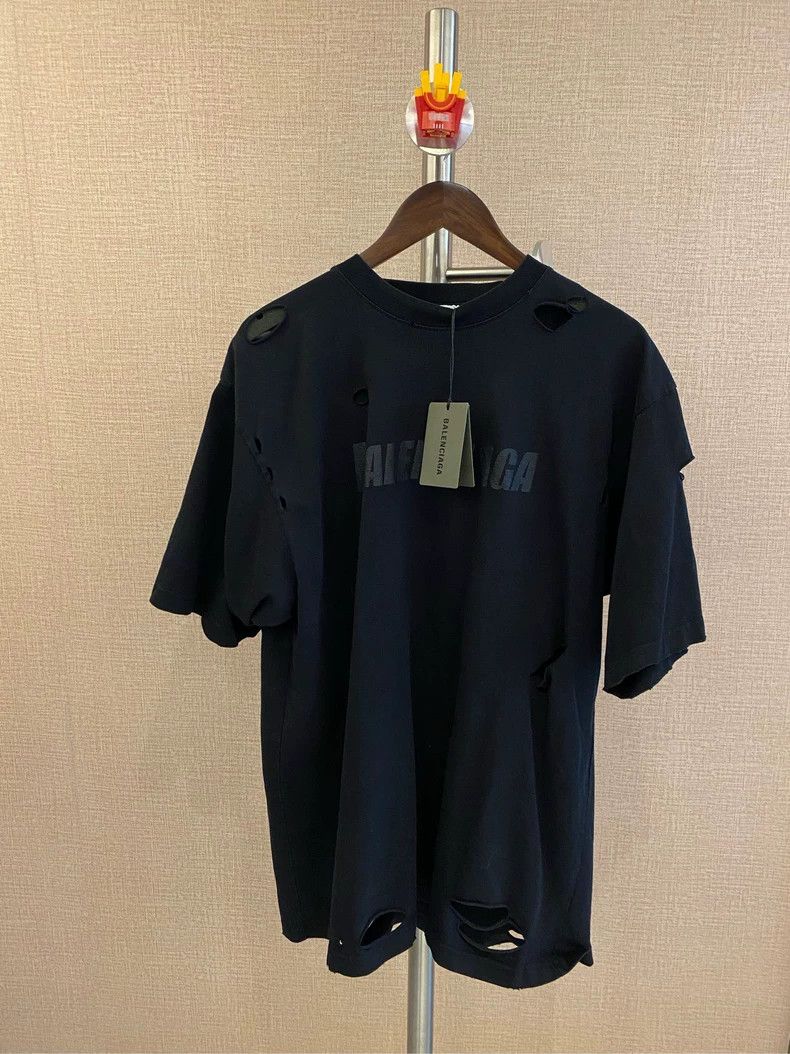 トップス 24ss BALENCIAGA MirrorLogo destroy shirt 24ss BALENCIAGA MirrorLogo destroy shirt Balenciaga Balenciaga