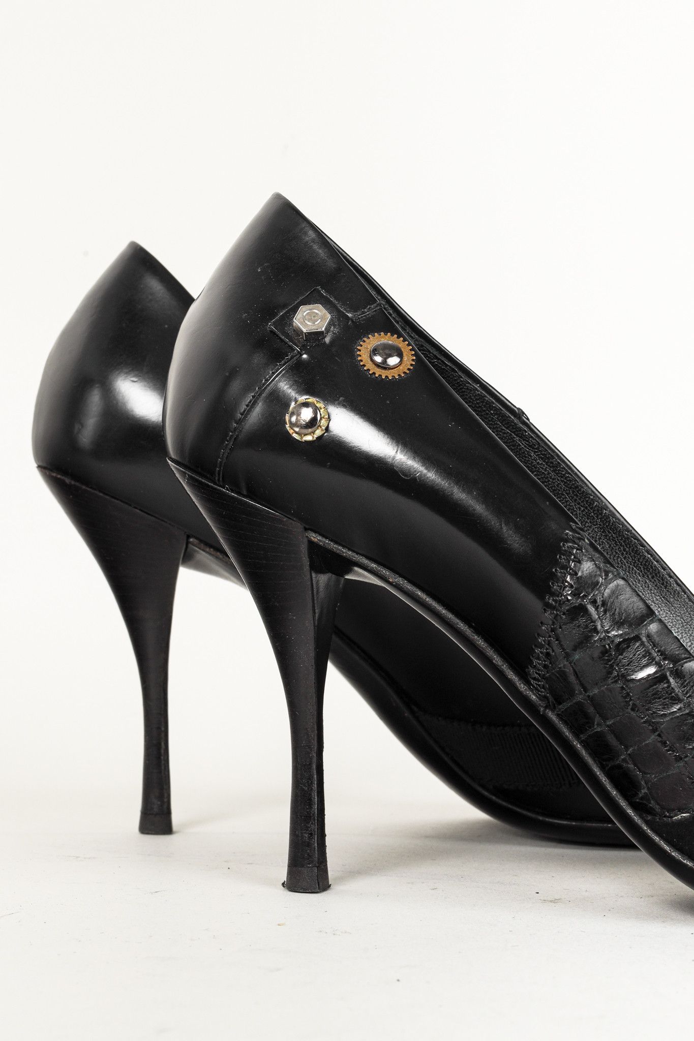 Prada Prada Black Tool Embellished Ribbon Trim Pumps Size US 8 / IT 38 - 8 Thumbnail
