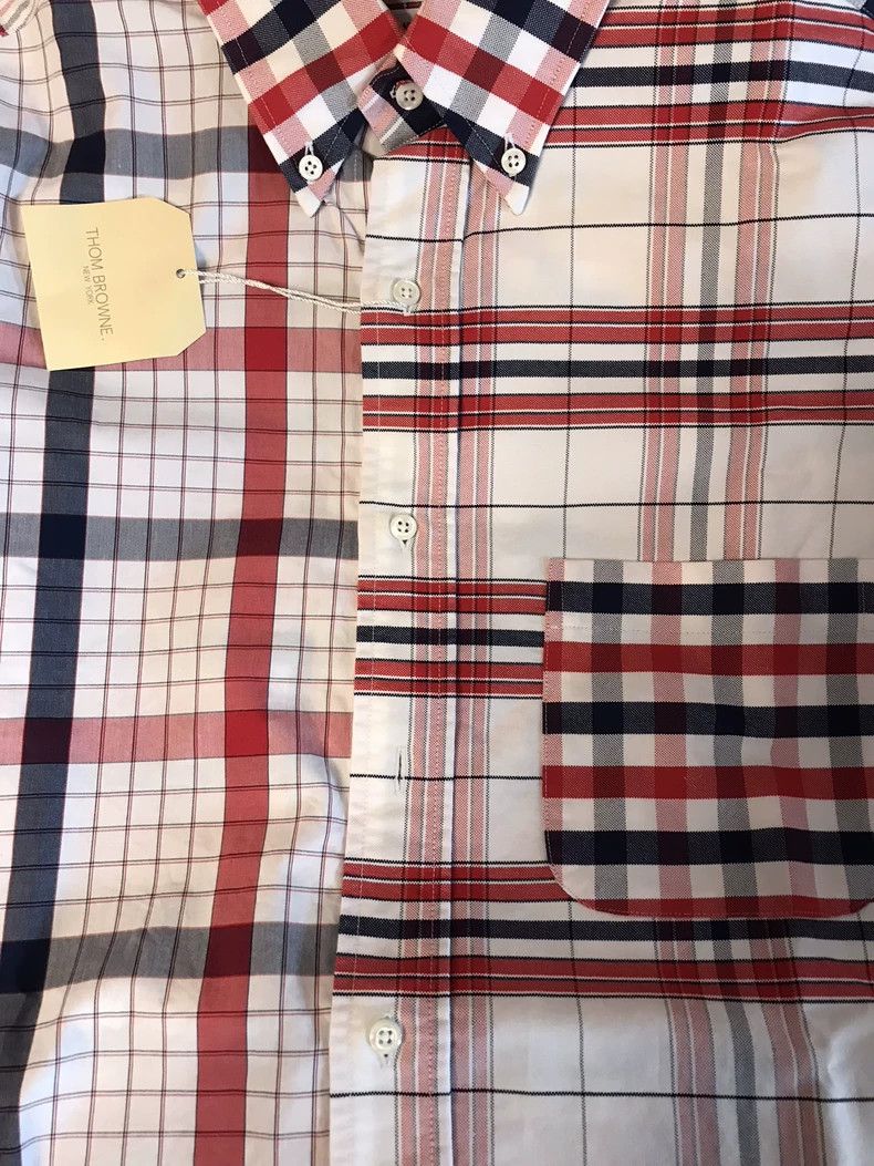 Thom Browne Thom Browne size3 Checkered patchwork asymmetrical shirt Size US L / EU 52-54 / 3 - 8 Thumbnail