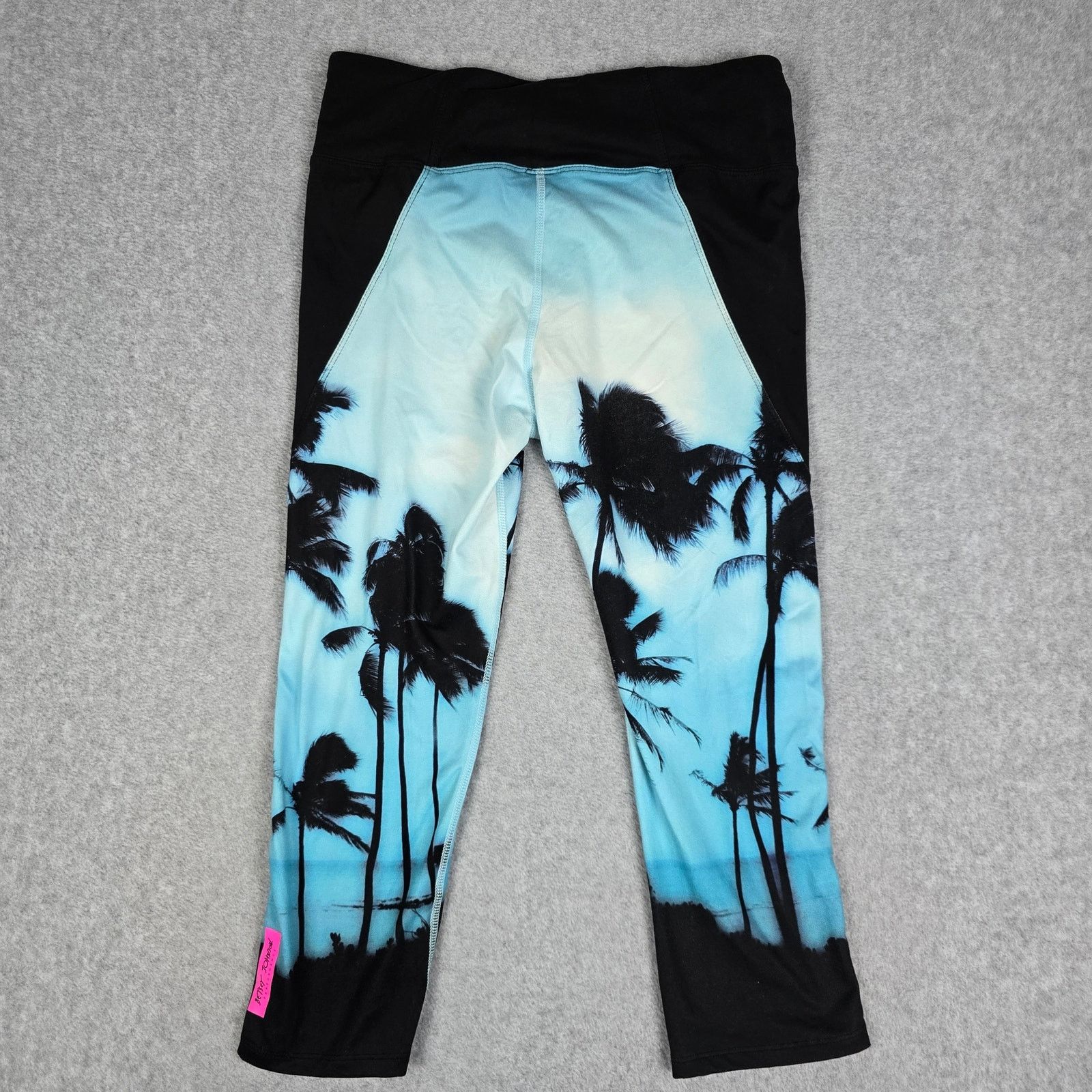 Betsey Johnson Betsey Johnson Medium Crop Leggings Palm Tree Black Blue Size 28" / US 6 / IT 42 - 2 Thumbnail