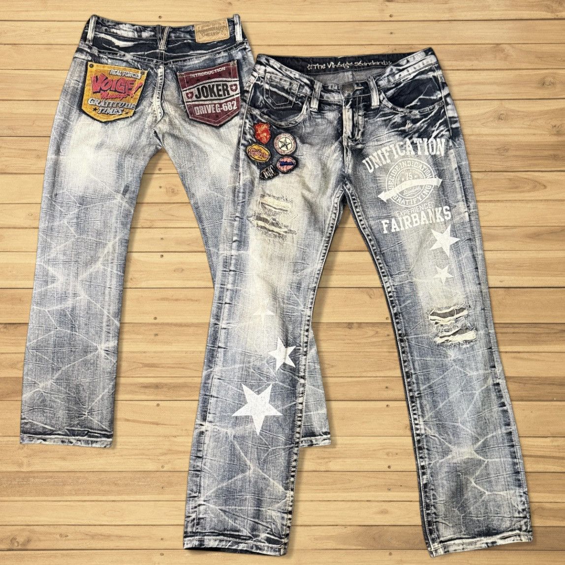 00s【archive】 Y2K Distressed Faded Denim Just cavalli y2k baggy 