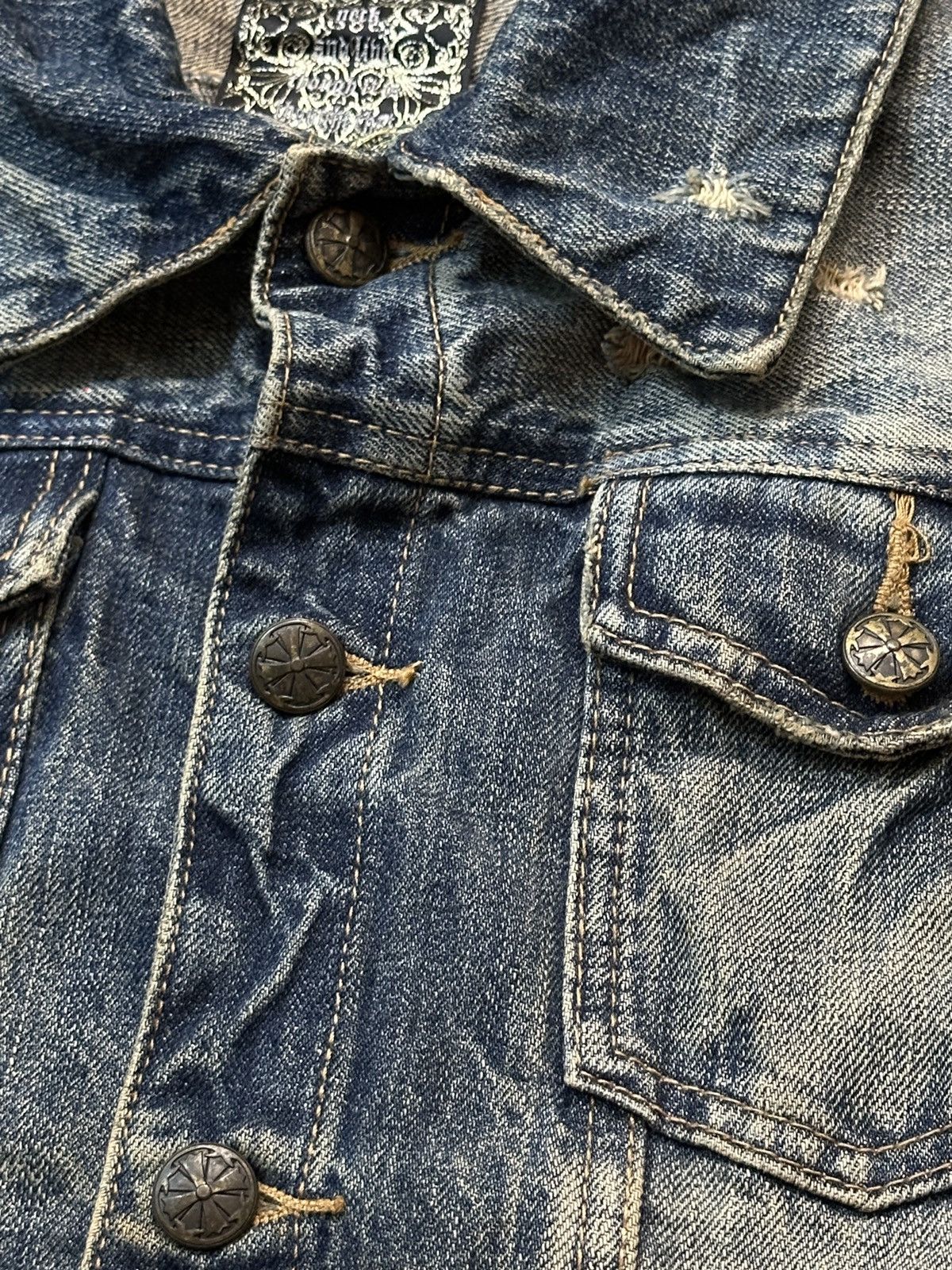 KMRii Midas Punk Destroy Button Zipper Denim Jacket Size US S / EU 44-46 / 1 - 10 Thumbnail