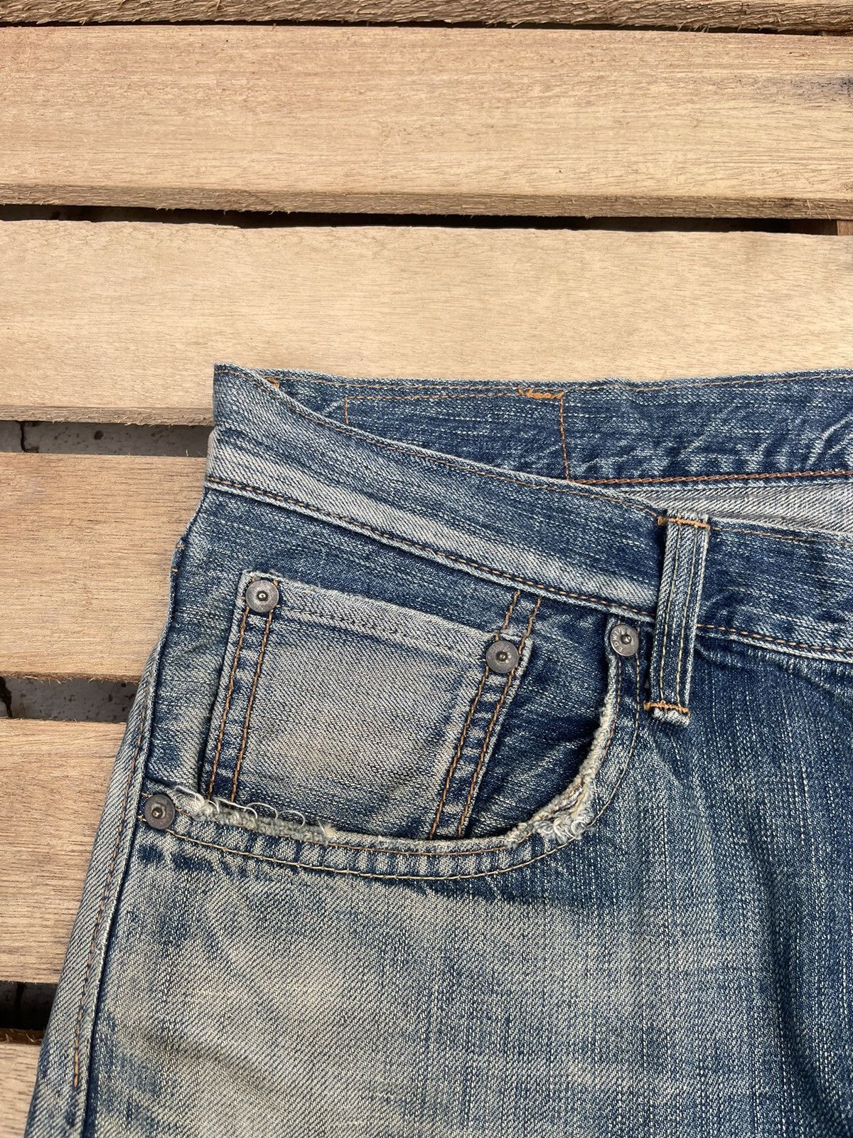 Edwin × Vintage Vintage Edwin 503 Distressed Faded Straight Cut Denim Jeans Size US 30 / EU 46 - 6 Thumbnail