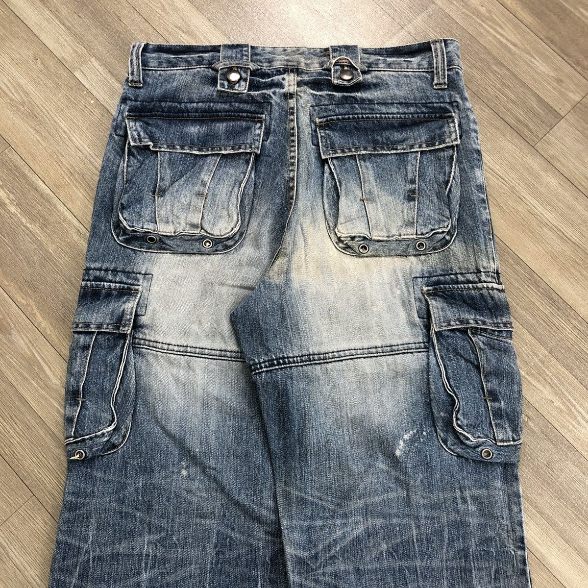 PPFM 2000s PPFM Distressed Lgb Bondage Multipocket Cargo Jeans Size US 31 - 18 Thumbnail