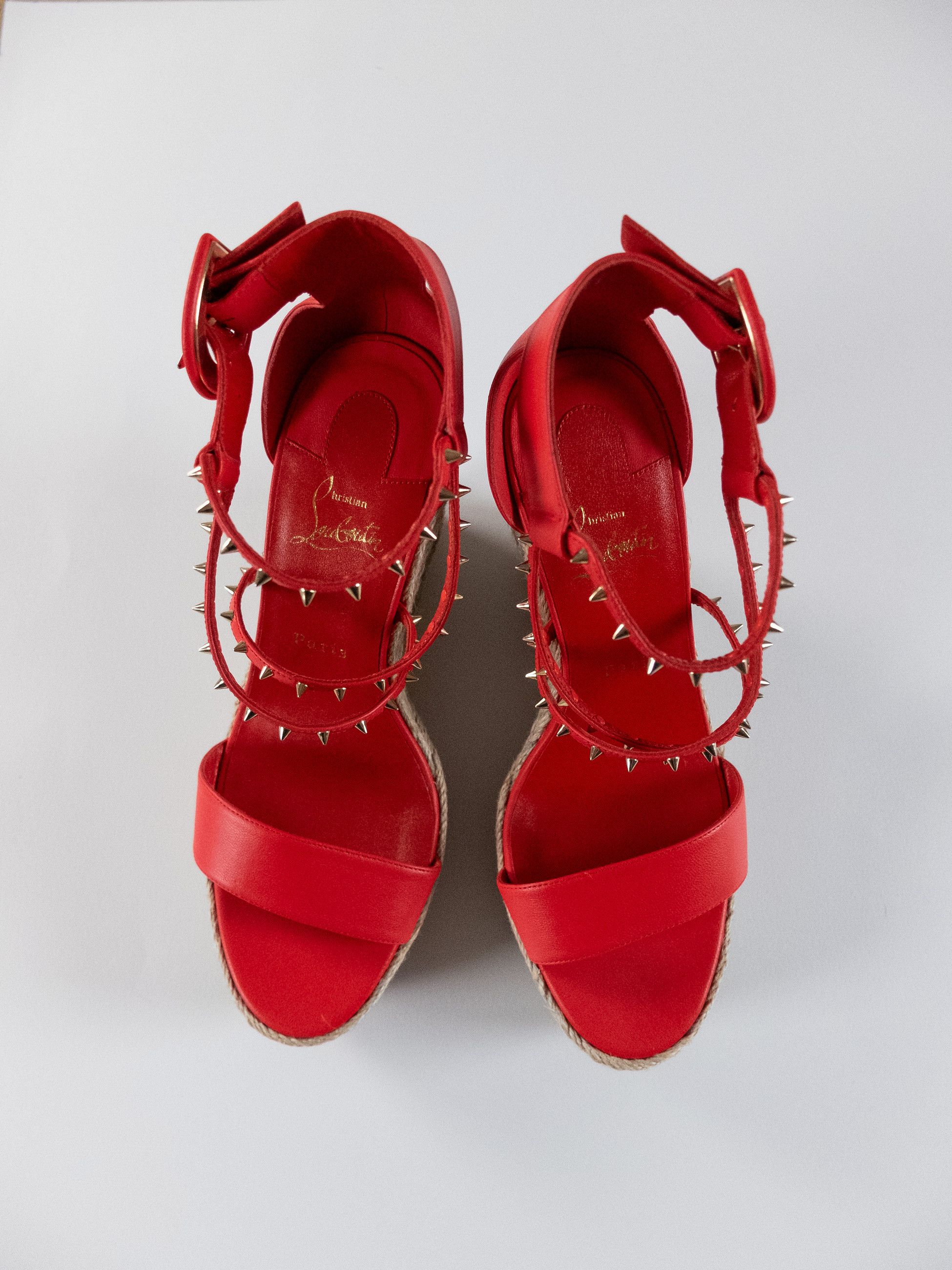 Christian Louboutin CHRISTIAN LOUBOUTIN Chocazeppa Spikes red espadrille sandals Size US 11 / IT 41 - 6 Thumbnail