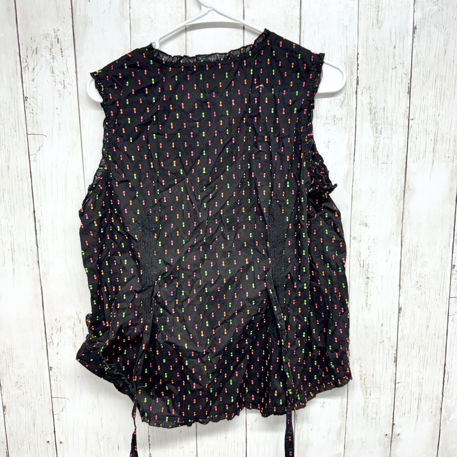 Other APRIL CONNEL M Black Neon Spotted Button Down Tank Top Size M / US 6-8 / IT 42-44 - 5 Thumbnail