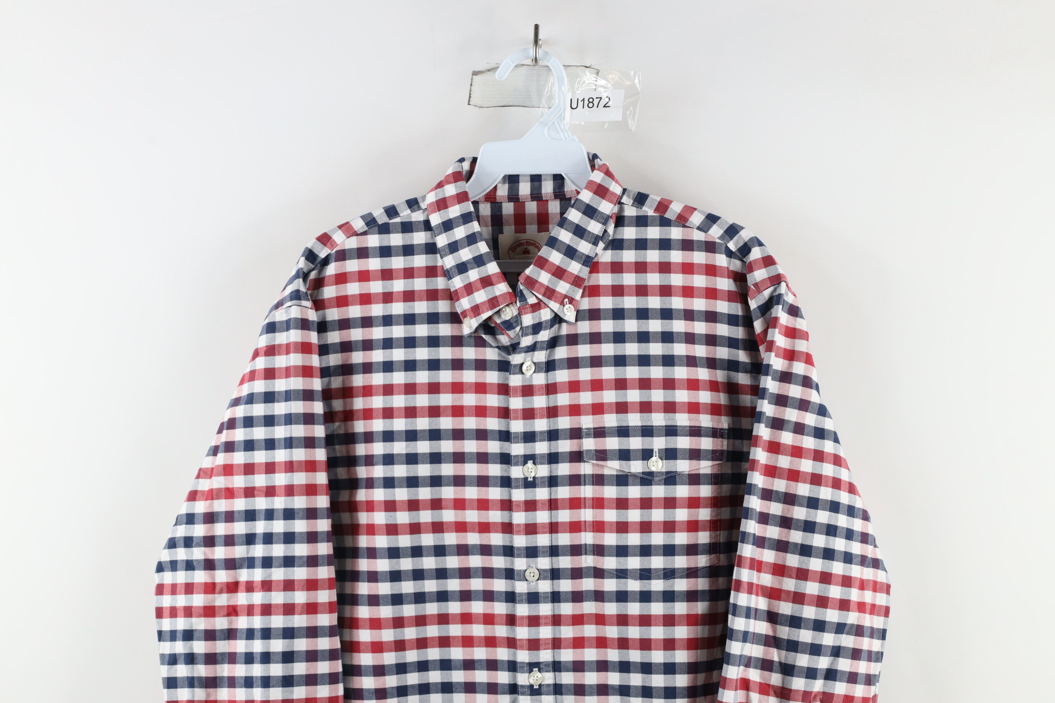 Brooks Brothers × Vintage Brooks Brothers Red Fleece Button Down Shirt Plaid Cotton Size US L / EU 52-54 / 3 - 2 Thumbnail