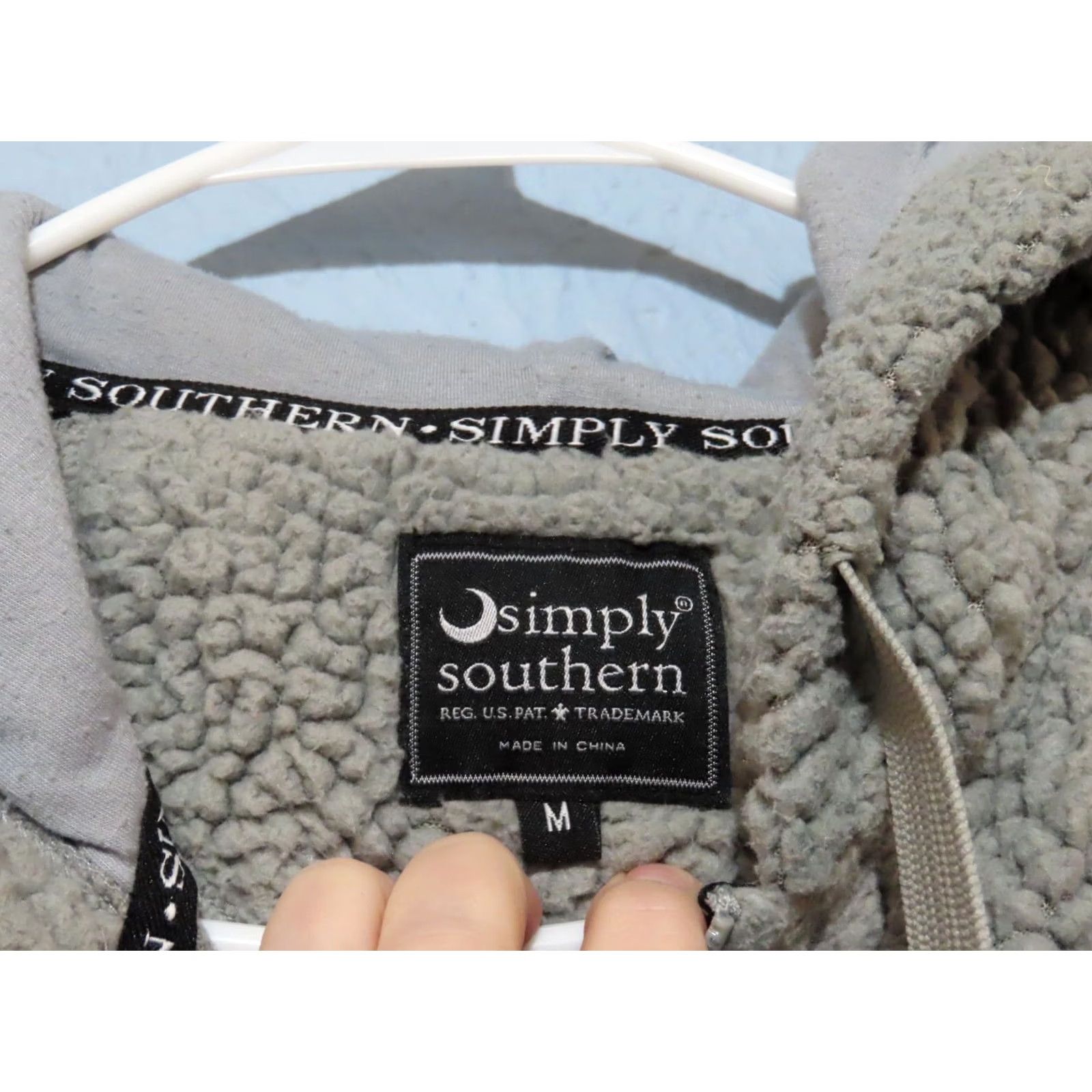 Vintage Simply Southern Women's Hoodie 1/4 Zip Pullover Gray M Sherpa Regular Fleece Activewear Shirt Size M / US 6-8 / IT 42-44 - 3 Thumbnail
