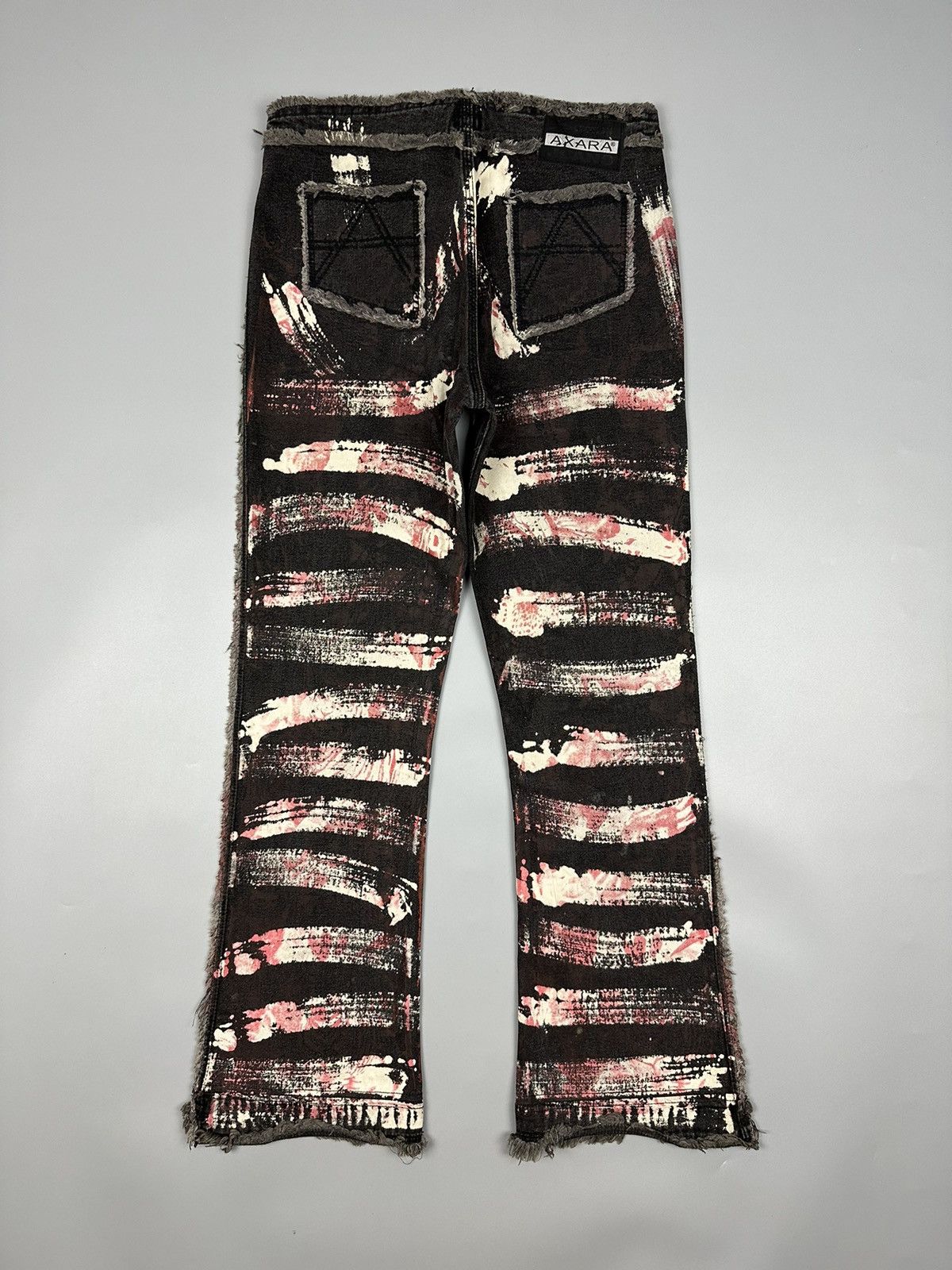 If Six Was Nine × Le Grande Bleu (L.G.B.) 🔥Rare🔥Axara Turk Malidir Punk Graffiti Painted Flared Pants Size US 28 / EU 44 - 2 Thumbnail