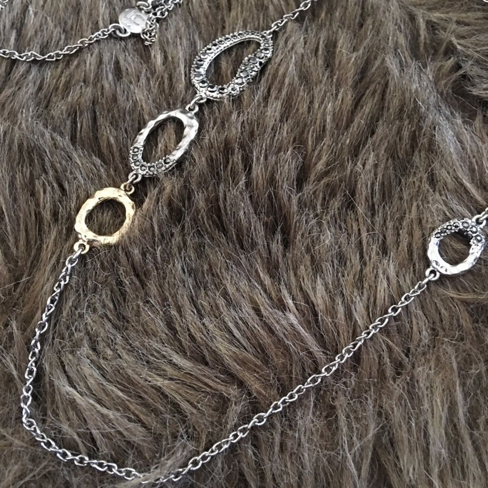 Jewelry Liz Claiborne hammered marcasite disc necklace Size ONE SIZE - 5 Thumbnail