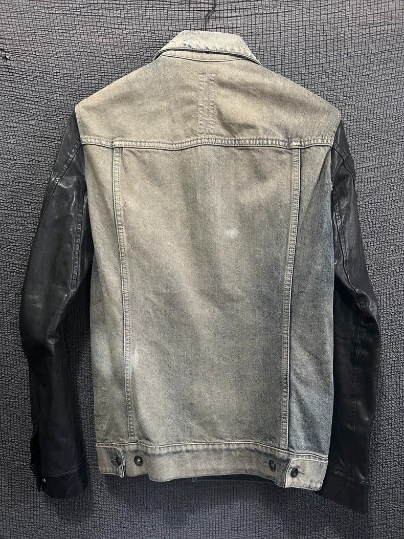 Rick Owens Rick Owens 12ss single leather sleeve washed denim jacket Size US XS / EU 42 / 0 - 2 Thumbnail