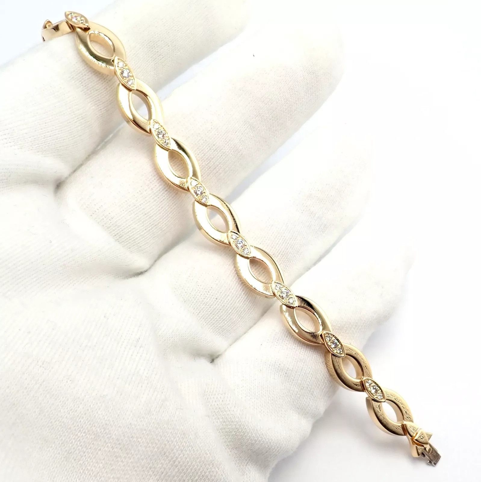 Cartier Cartier 18K Yellow Gold Diamond Link Bracelet Earrings Set Size ONE SIZE - 4 Thumbnail