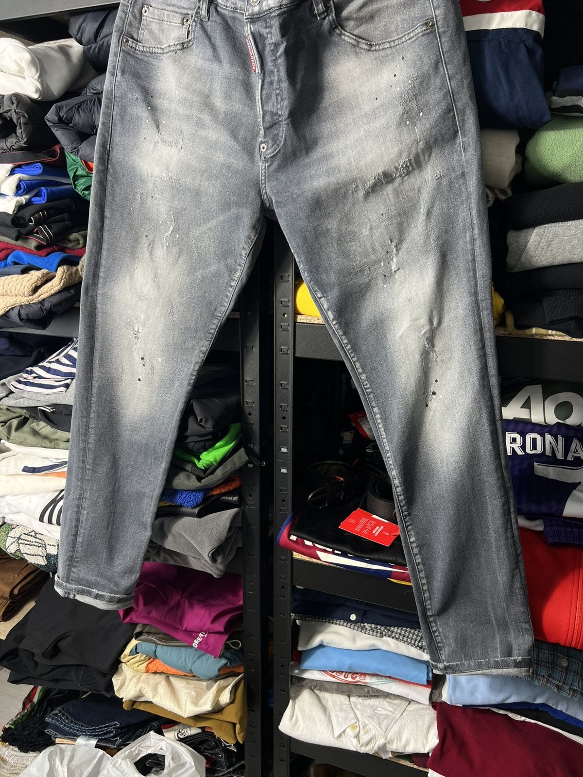 Dsquared2 Dsquared2 Slim Fit Jeans 52 Grey Distressed Paint Splatter Size US 34 / EU 50 - 4 Thumbnail