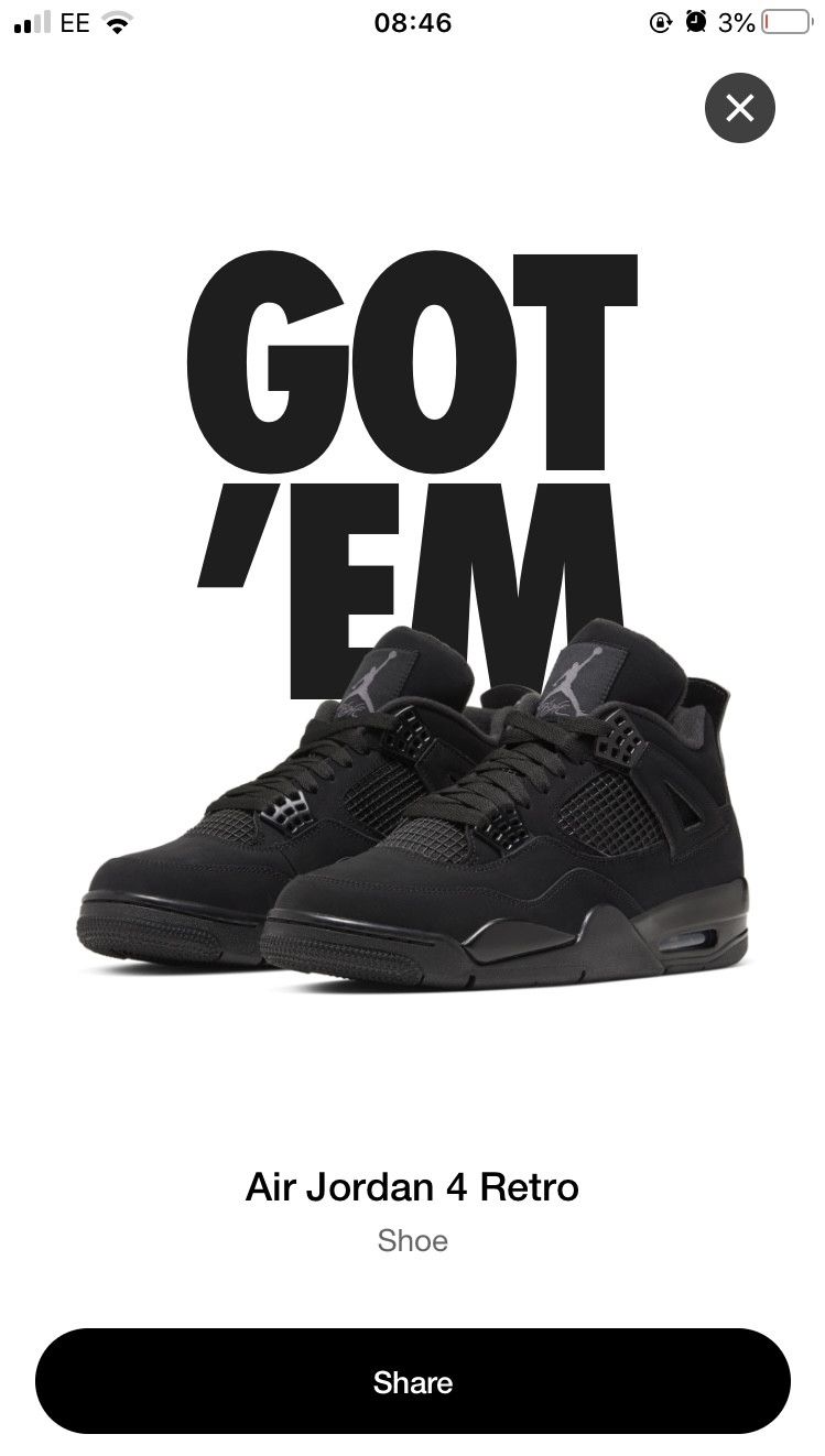 Jordan Brand Jordan 4 Black Cat Size US 10.5 / EU 43-44 - 3 Thumbnail