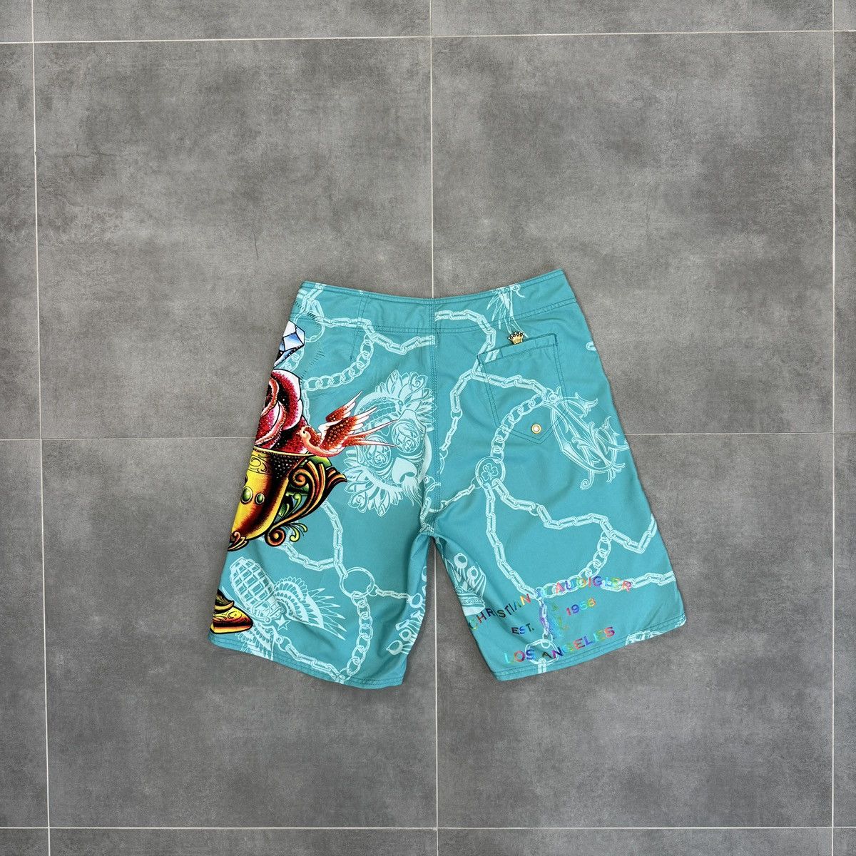 Christian Audigier Christian Audigier Surf Style Tattoo Y2K Board Men Shorts Size US 33 - 18 Thumbnail