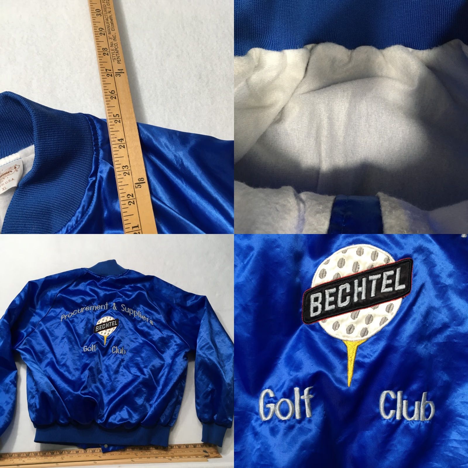 Vintage VINTAGE Auburn blue Satin Jacket BECHTEL GOLF CLUB XL USA JIM FLEECE LINED Jacket Mens XL Blue USA Satin Bomber Lined Size US XL / EU 56 / 4 - 8 Thumbnail