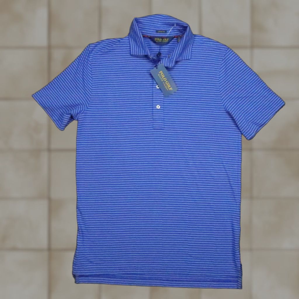 Polo Golf Ralph Lauren Shirt Mens Small Blue Striped Stretch Short Sleeve NWT