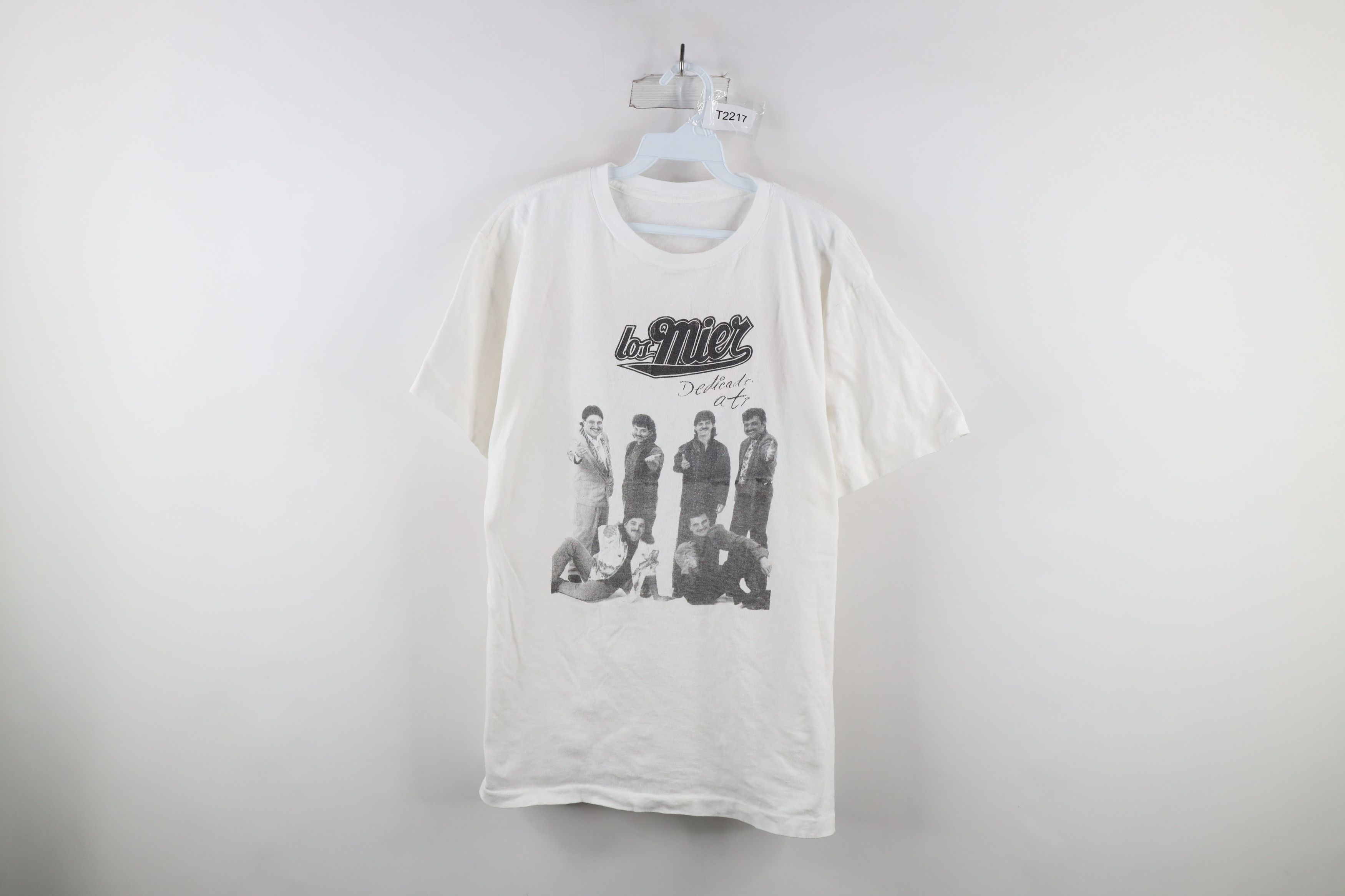 image of Vintage 90's Mier Dedicado Ati Grupera Band T-Shirt Mexico in White, Men's (Size Medium)