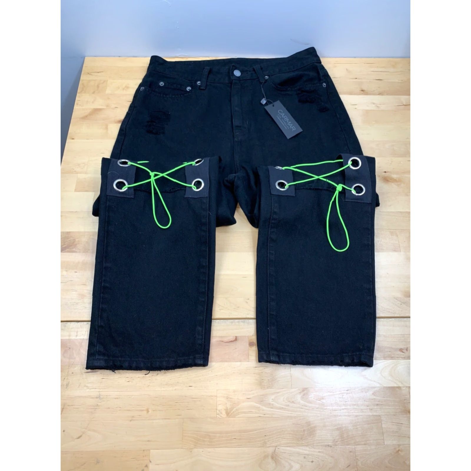 Vintage NWT Carmar Womens Baggy Jeans Black 28 Size Festival 90s Womens? Size 28" / US 6 / IT 42 - 2 Thumbnail