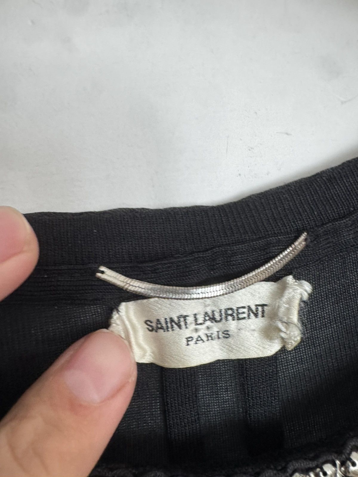Saint Laurent Paris Spiked Collar Silk Hedi Pocket T Size US XS / EU 42 / 0 - 2 Thumbnail