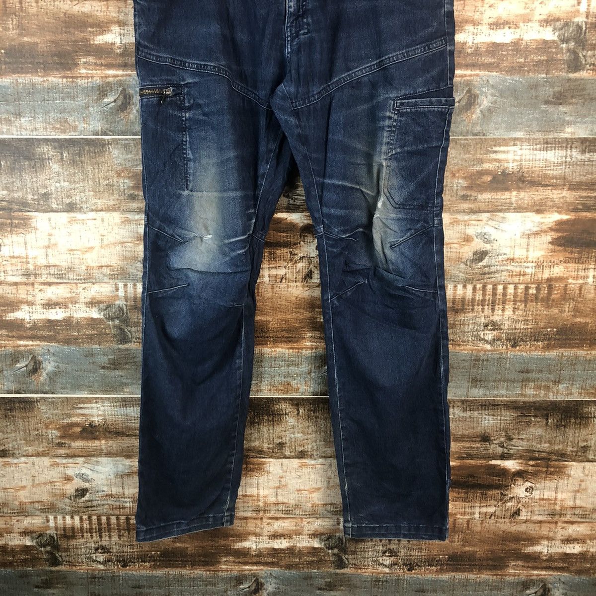 Japanese Brand Field Core Blue Distressed Denim Pants #A2115 Size US 35 - 3 Thumbnail