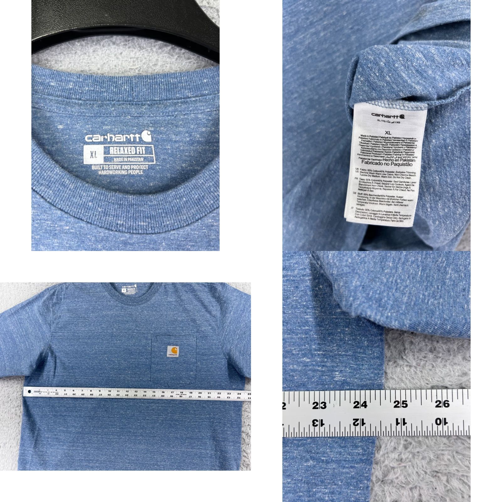 Carhartt Carhartt Shirt Men XL Blue Short Sleeve Crew Neck Cotton Jersey with Embroidered Logo 90s Work Modern Theme Mens Tigers? Size US XL / EU 56 / 4 - 8 Thumbnail
