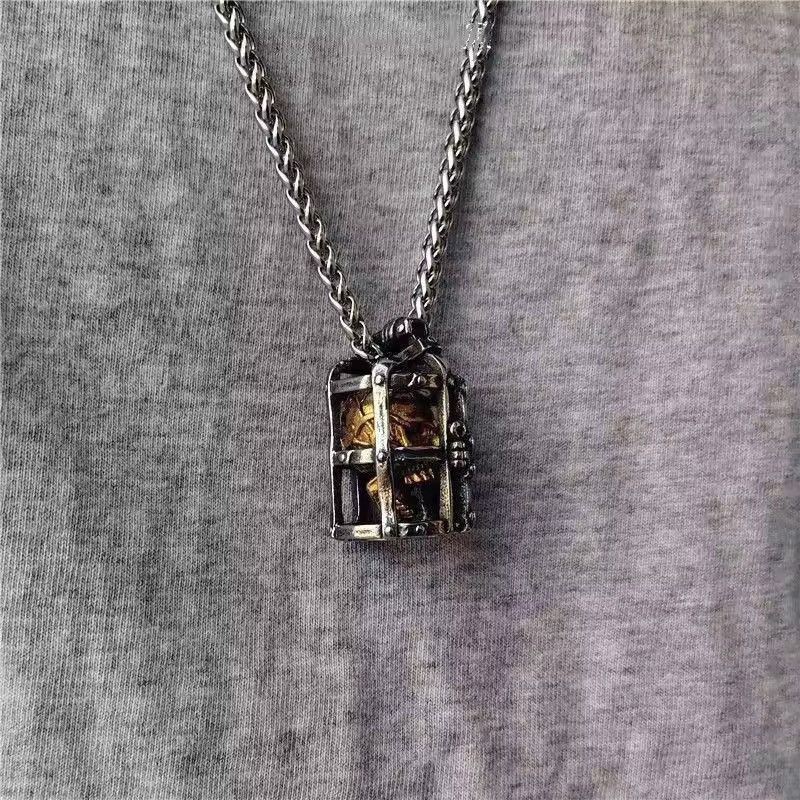 Jewelry × Vintage Punk Cage Skull Pendant Retro Gothic Necklace Size ONE SIZE - 4 Thumbnail