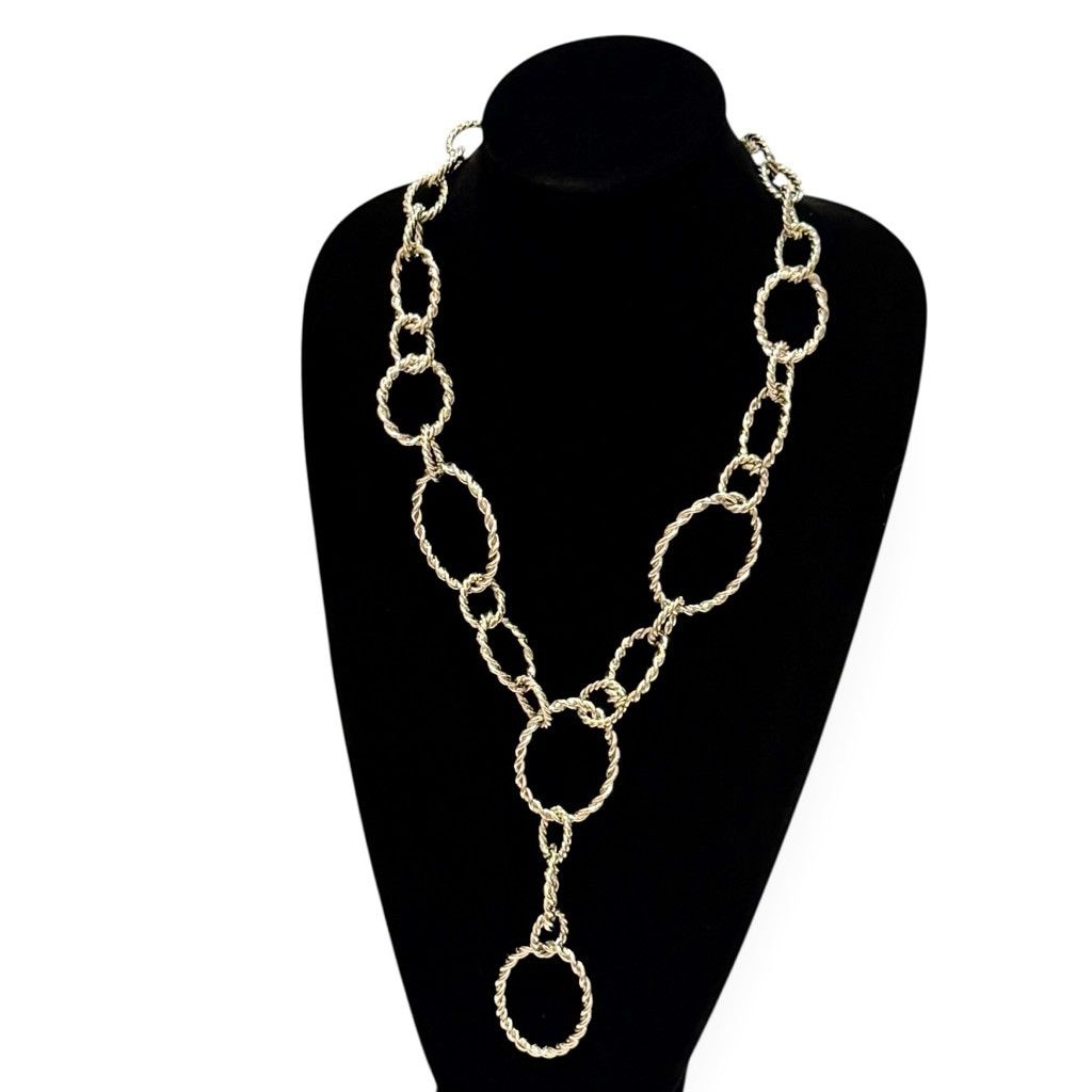 Chicos CHICO’S Silver Link Circle Statement Lariat Necklace | NWOT Size ONE SIZE - 4 Thumbnail
