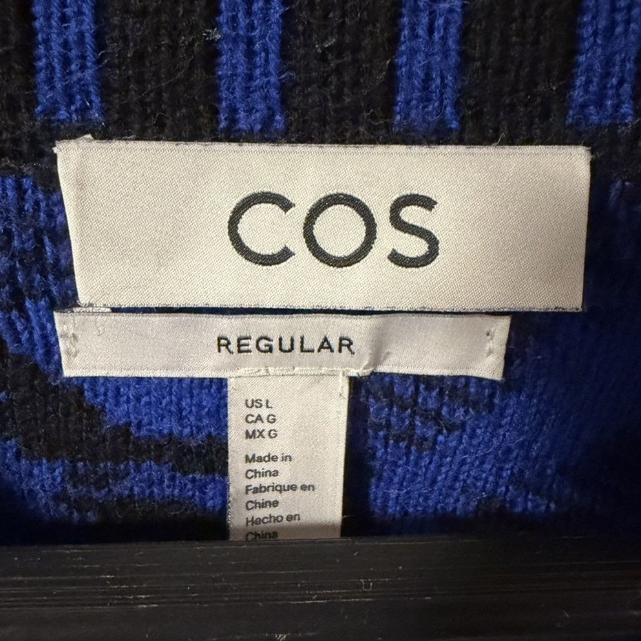 Cos COS Black/Blue Patterned Wool-Blend Sweater Vest Size Large Size US L / EU 52-54 / 3 - 2 Thumbnail