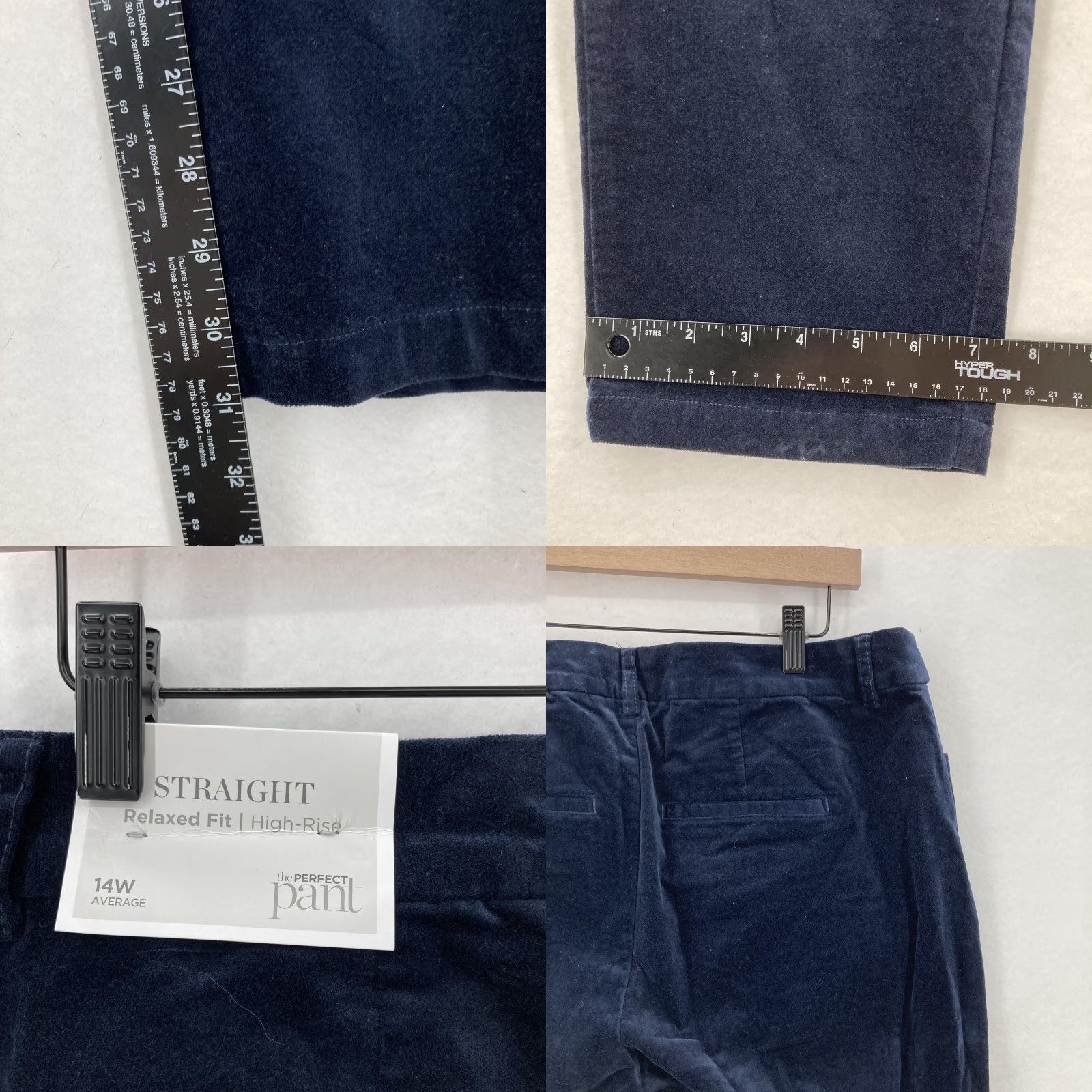 Velvet CJ Banks Pants Womens 14W Navy Blue Velvet The Perfect Pant Straight High Rise Size 36" / US 14 / IT 50 - 9 Thumbnail