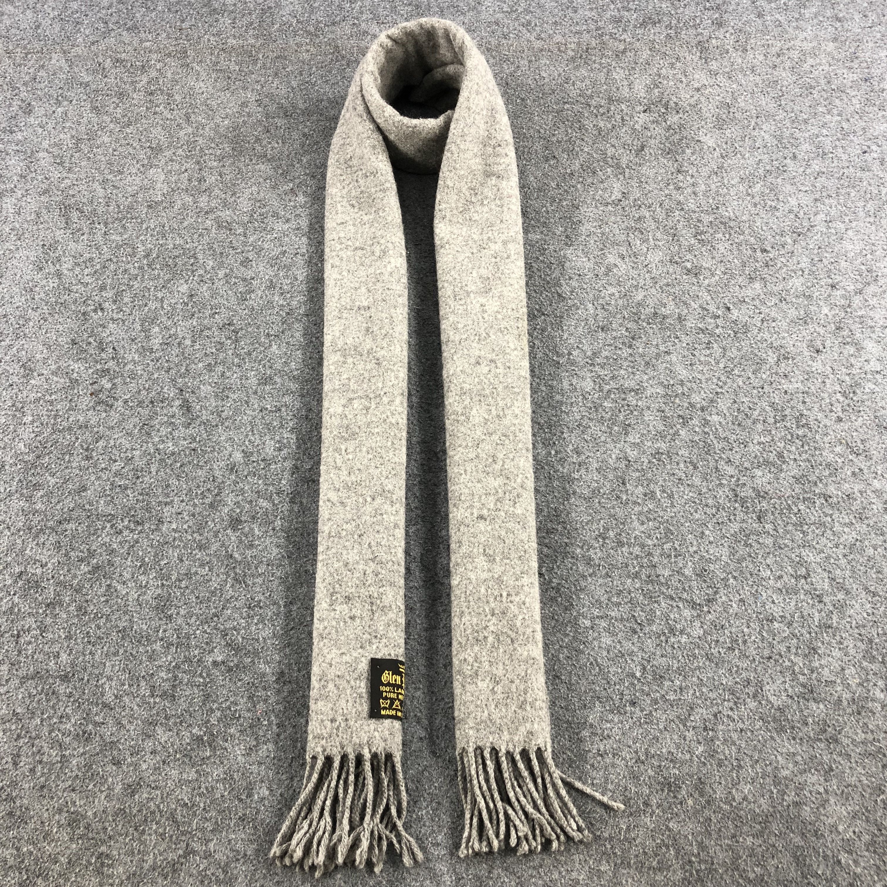 Vintage Glen Prince Plain Grey Wool Scarf Muffler V612 Size ONE SIZE - 1 Thumbnail