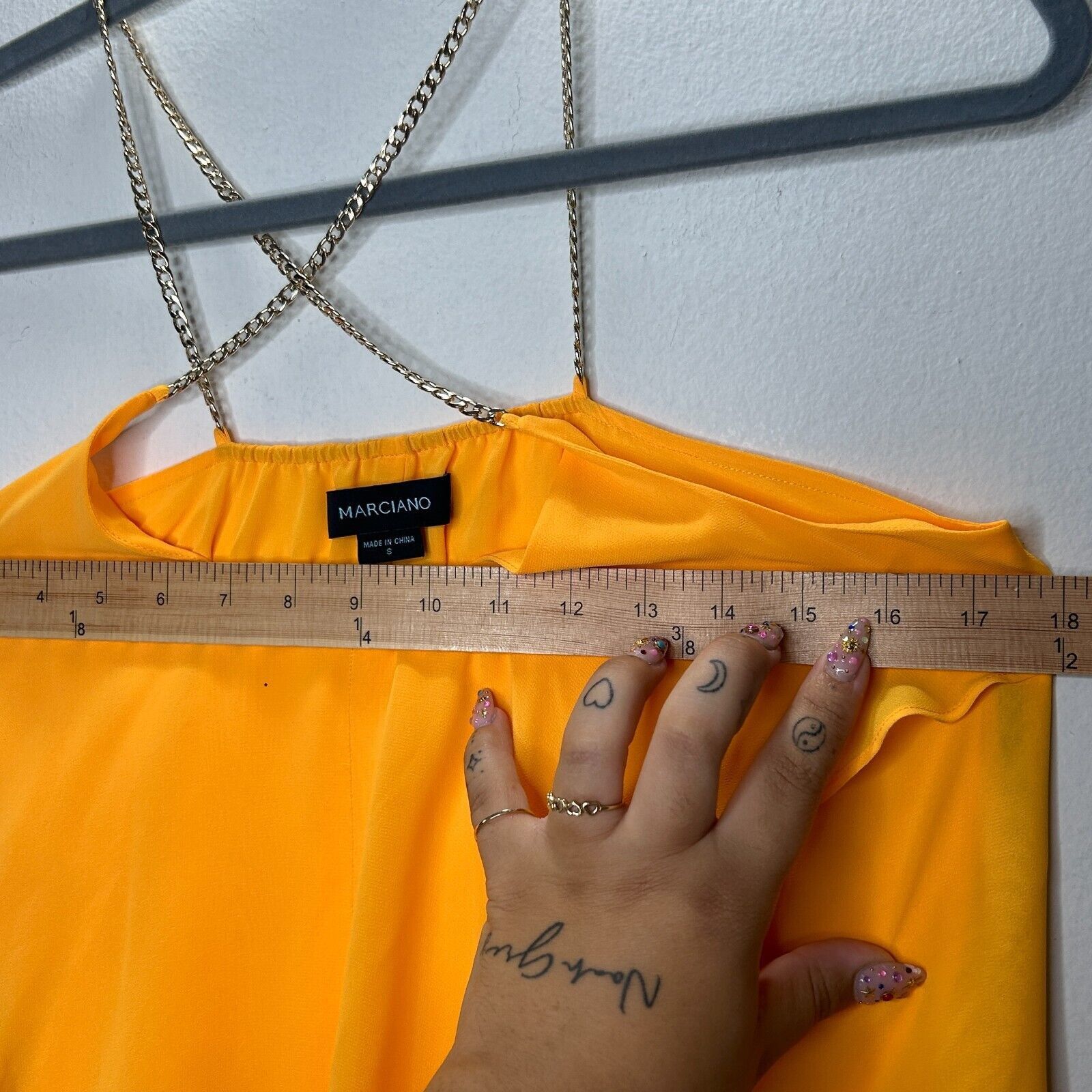 Other Marciano Yellow Tiered Ruffle Round Neck Chain Strap Blouse Size S / US 4 / IT 40 - 8 Thumbnail