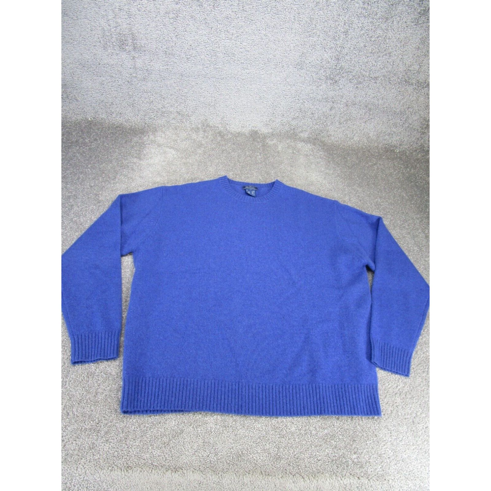 image of Vintage Faconnable Sweater Mens XL Crew Cashmere Knit Blue Pullover in White