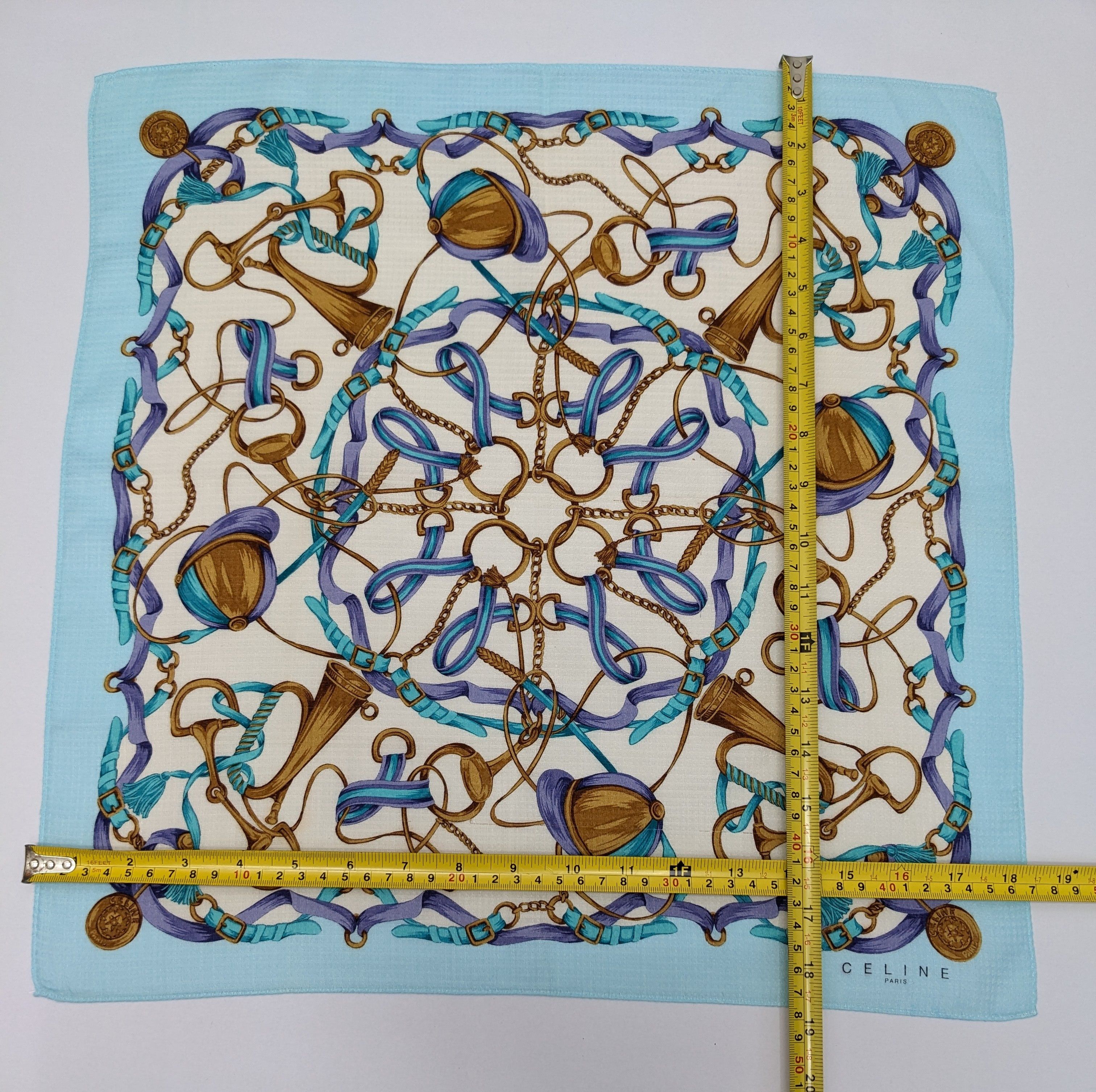 Celine CELINE Paris "Equestrian Hunt" Motif Silk Handkerchief Size ONE SIZE - 4 Thumbnail