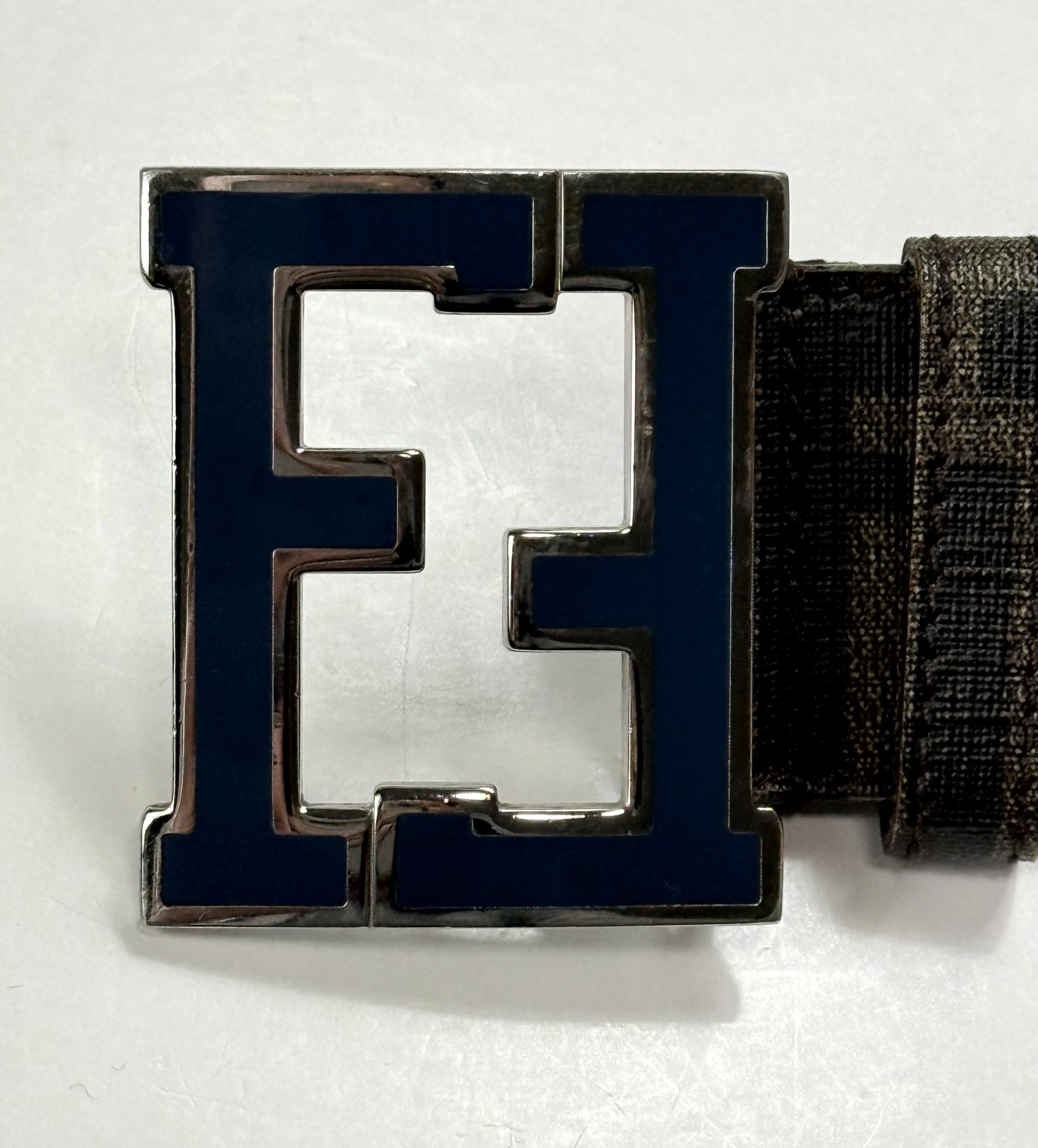 Fendi Fendi Brown Monogram Zucca FF Logo Leather Belt Size 95/38 Size ONE SIZE - 2 Thumbnail