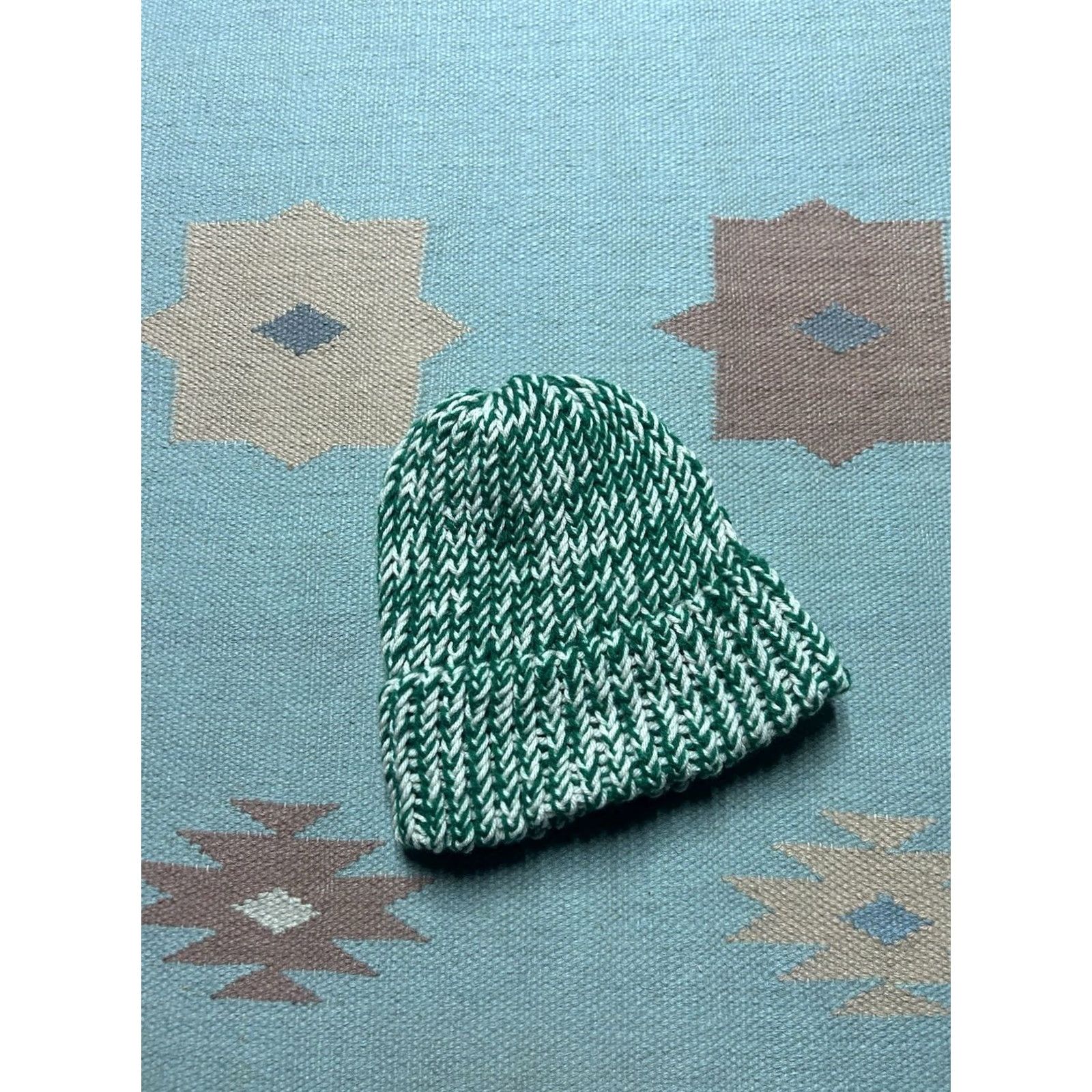Vintage VINTAGE Hand knit crochet beanie winter hat green white Michigan state MSU one size Size ONE SIZE - 2 Thumbnail