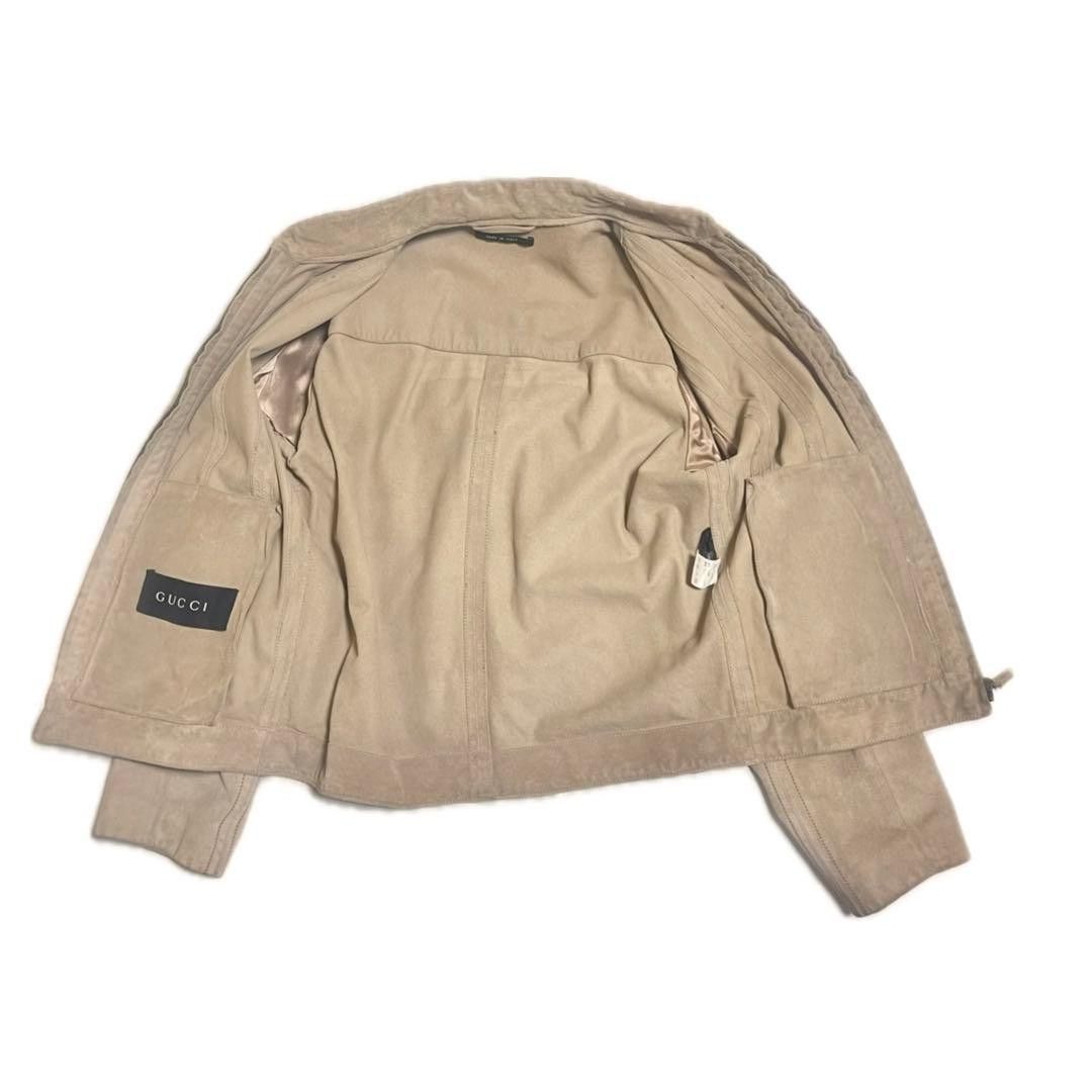 Gucci GUCCI Suede Leather Single Rider Jacket Beige 48 Size US M / EU 48-50 / 2 - 11 Thumbnail