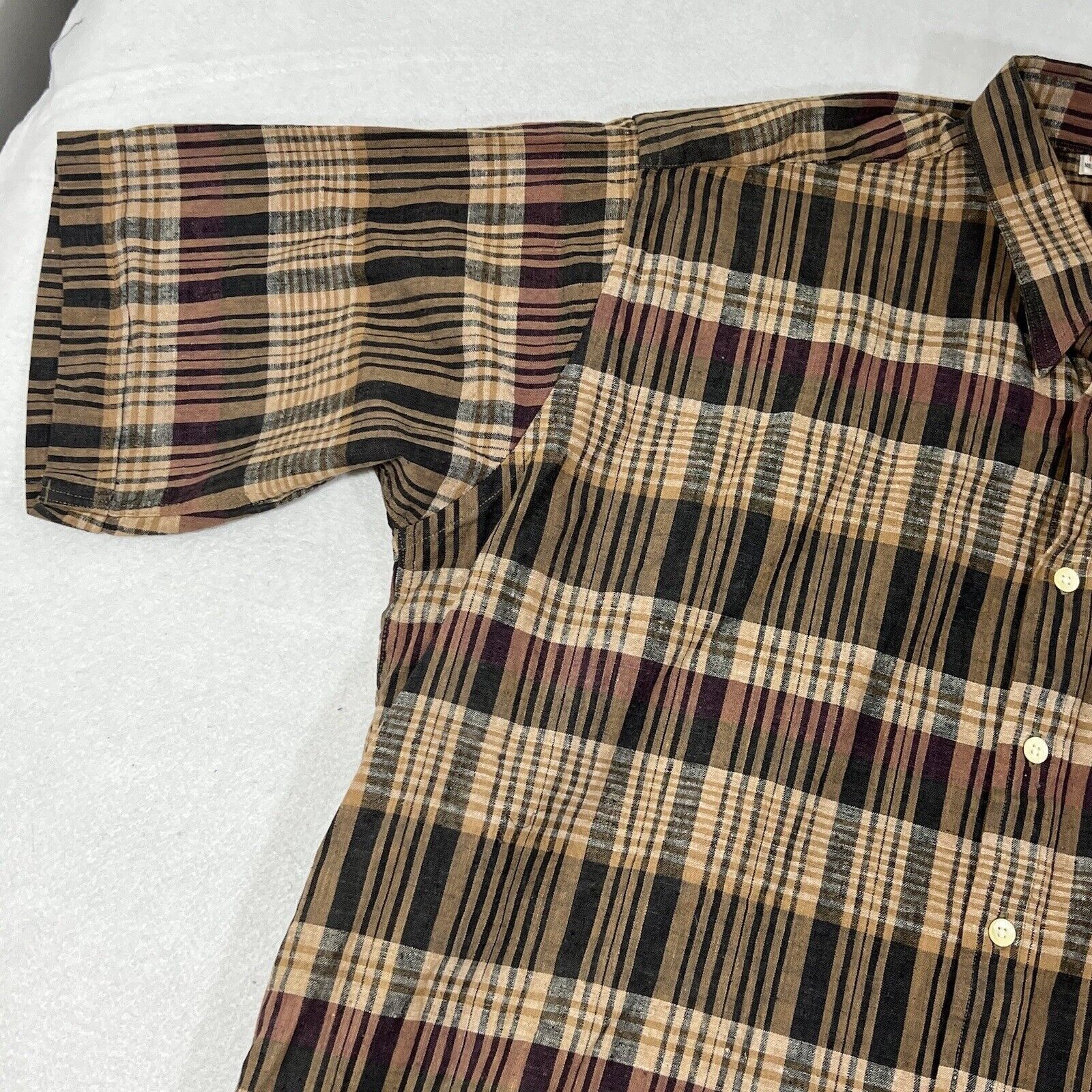 Other Donzini Collection Linen Blend Plaid Striped Button Shirt Size US L / EU 52-54 / 3 - 5 Thumbnail