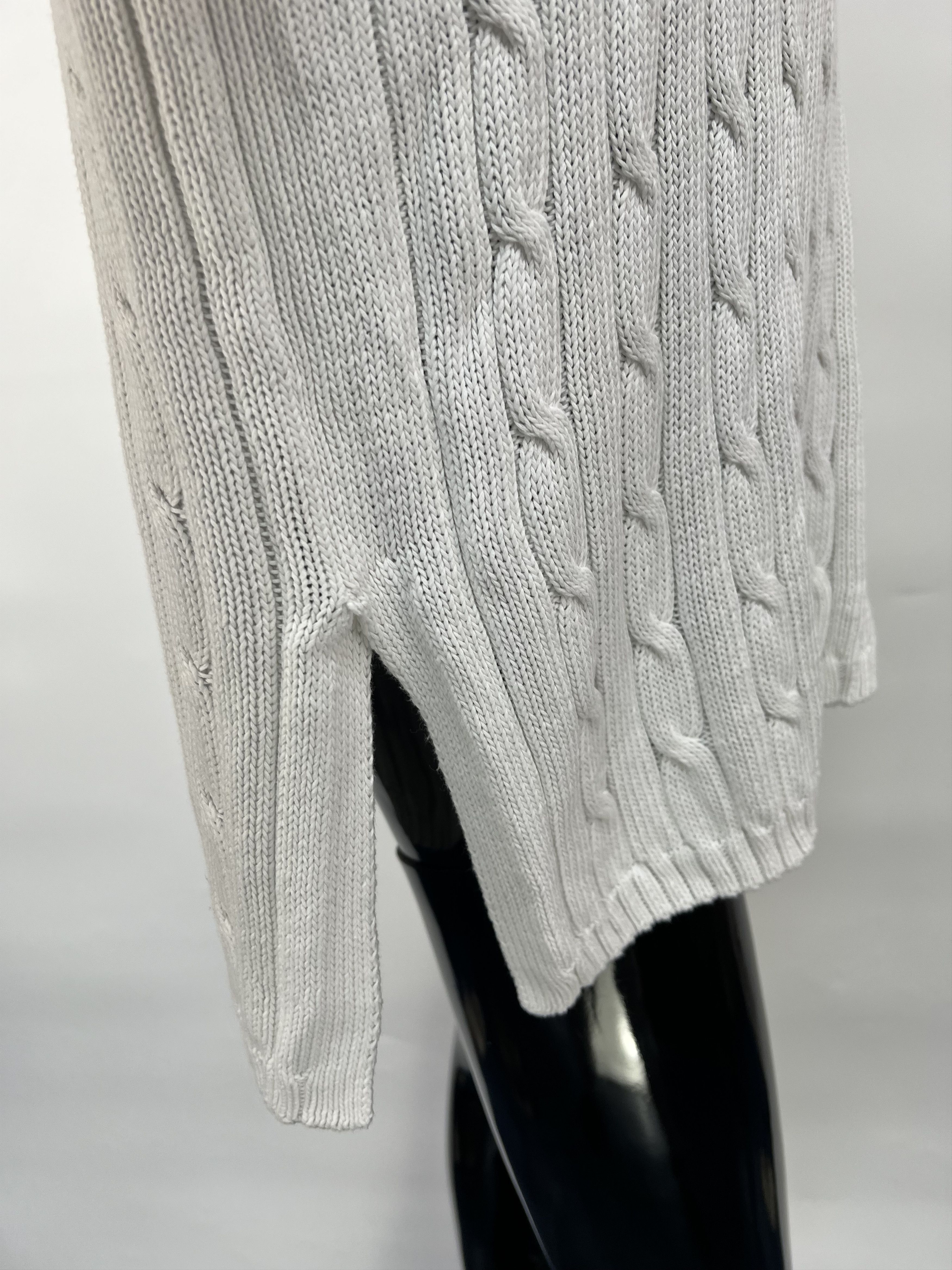 Polo Ralph Lauren Polo Ralph Lauren White Cotton Cable Knit V-Neck Sweater Size L / US 10 / IT 46 - 9 Thumbnail
