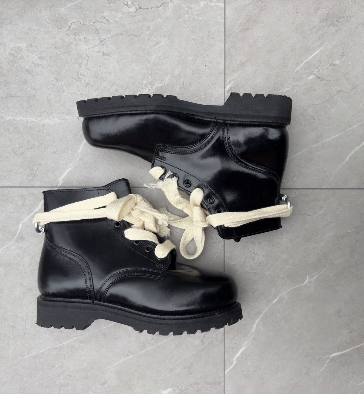 Other 1980s Vintage Leather Combat Ankle Boots Size US 13 / EU 46 - 5 Thumbnail