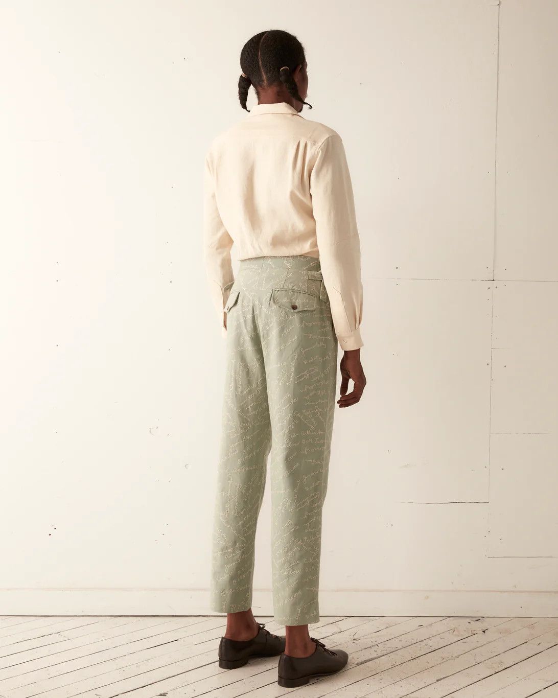 Bode 💚 FW22 Bode Green Embroidered Powder Signature Trousers NEW Size US 34 / EU 50 - 3 Thumbnail