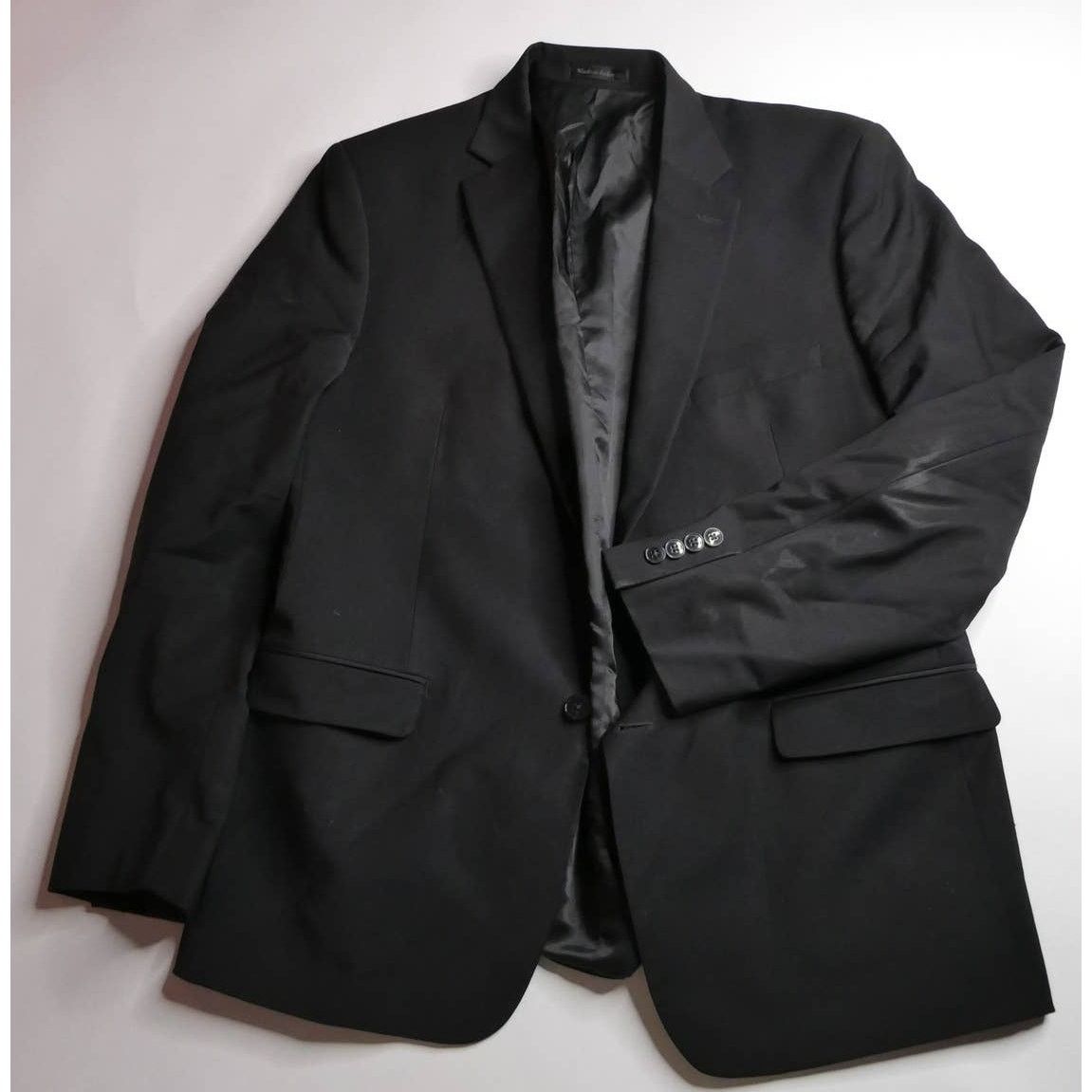 Calvin Klein CALVIN KLEIN sharkskin blazer sport coat, 46R, black Size 46R - 1 Thumbnail