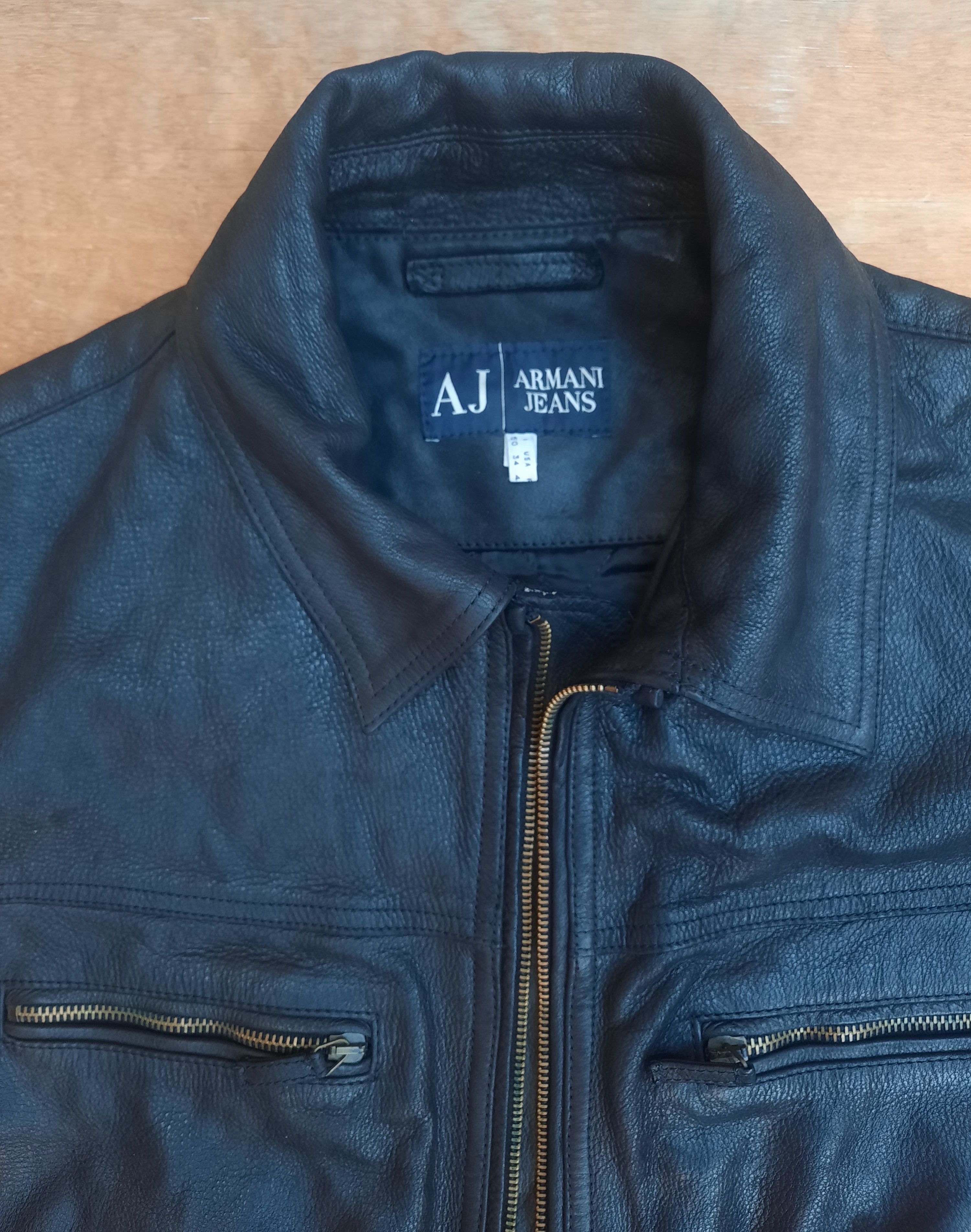 Armani Armani Jeans Black Pelle Leather Field Jacket Size US L / EU 52-54 / 3 - 2 Thumbnail