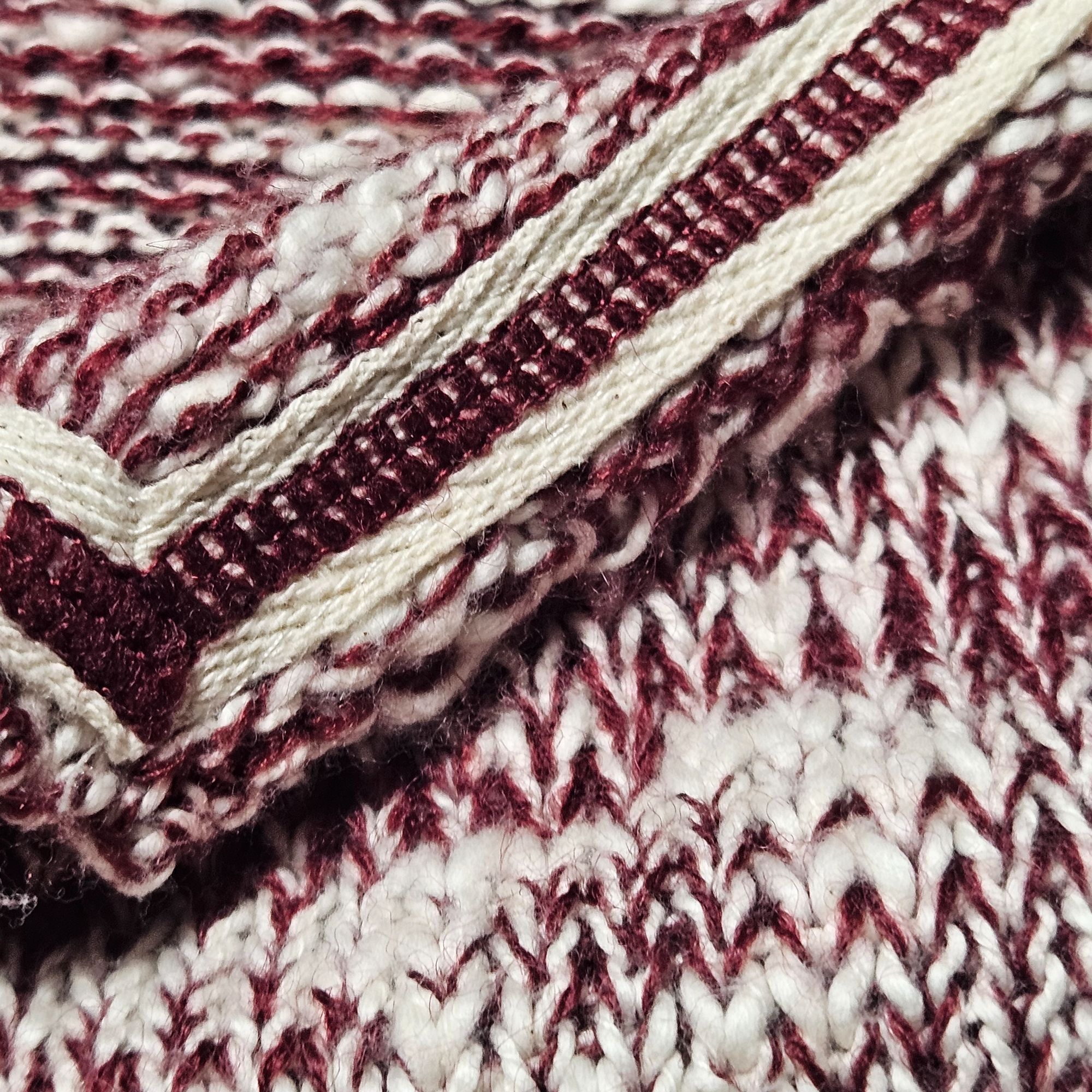 Michael Stars Michael Stars Burgundy Cream Knit Cardigan 1 Grunge, Coffeec Size S / US 4 / IT 40 - 7 Thumbnail