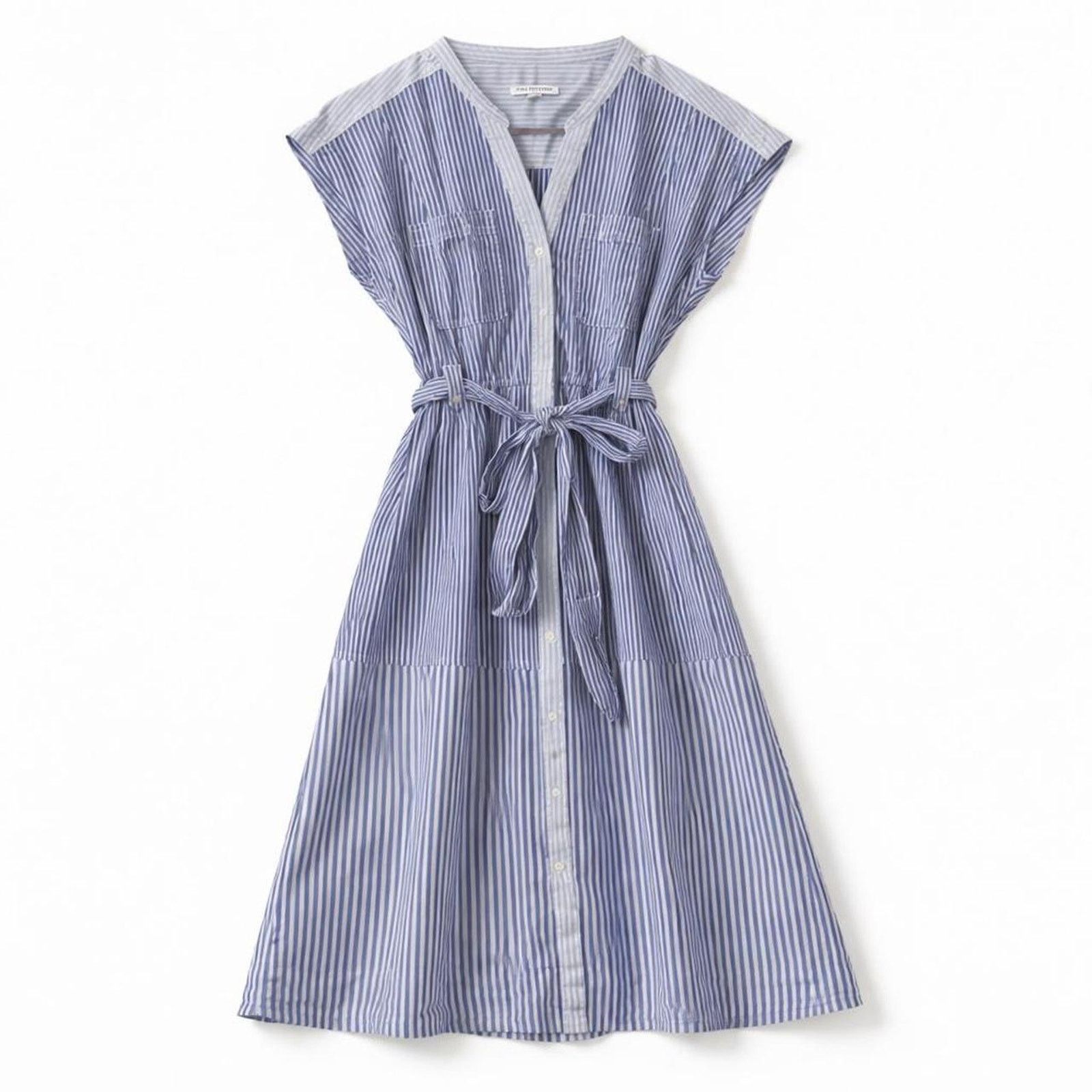Other Romantic Soft Blue Stripe Pockets Tie Waist Dress Wrapped Size M / US 6-8 / IT 42-44 - 1 Thumbnail