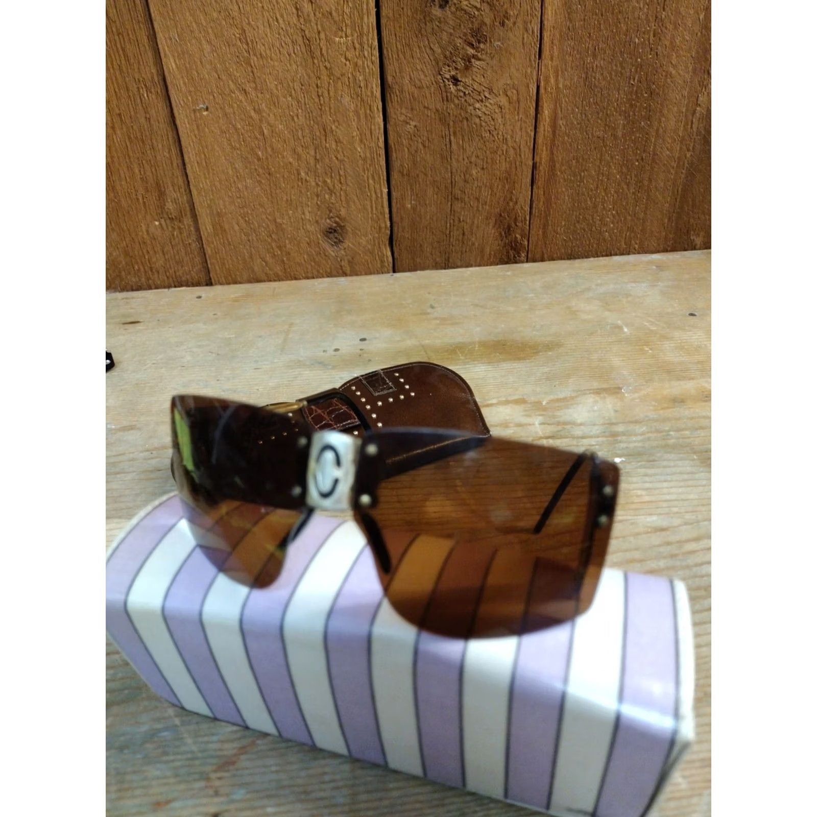 Vintage VINTAGE CEBE LIBERATOR Brevet Nose Bridge Sunglasses Square France Brown 80s Mens Womens Size ONE SIZE - 2 Thumbnail