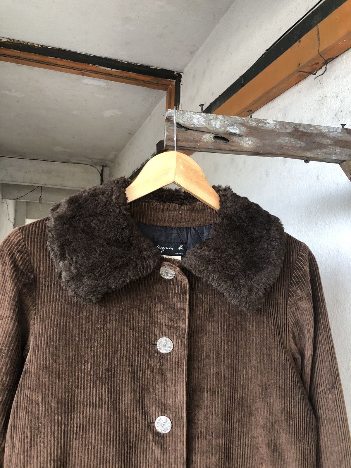 agnes b. Vintage 90s Agnes B Corduroy Long Coat Size M / US 6-8 / IT 42-44 - 6 Thumbnail