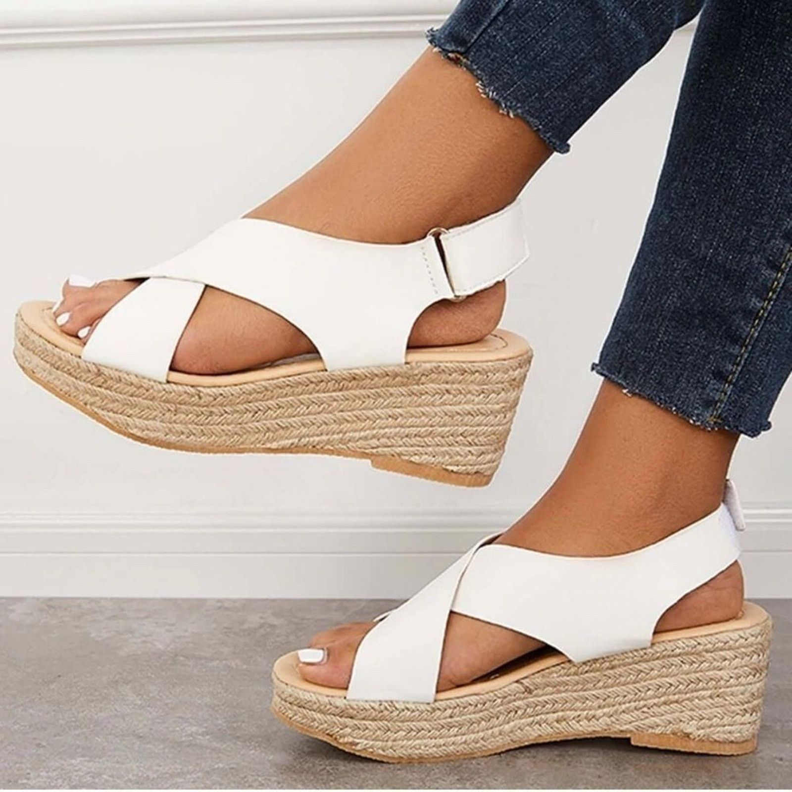 Other Lily White Criss Cross Espadrille Sandals sz 9 NEW #U-65 Size US 9 / IT 39 - 3 Thumbnail